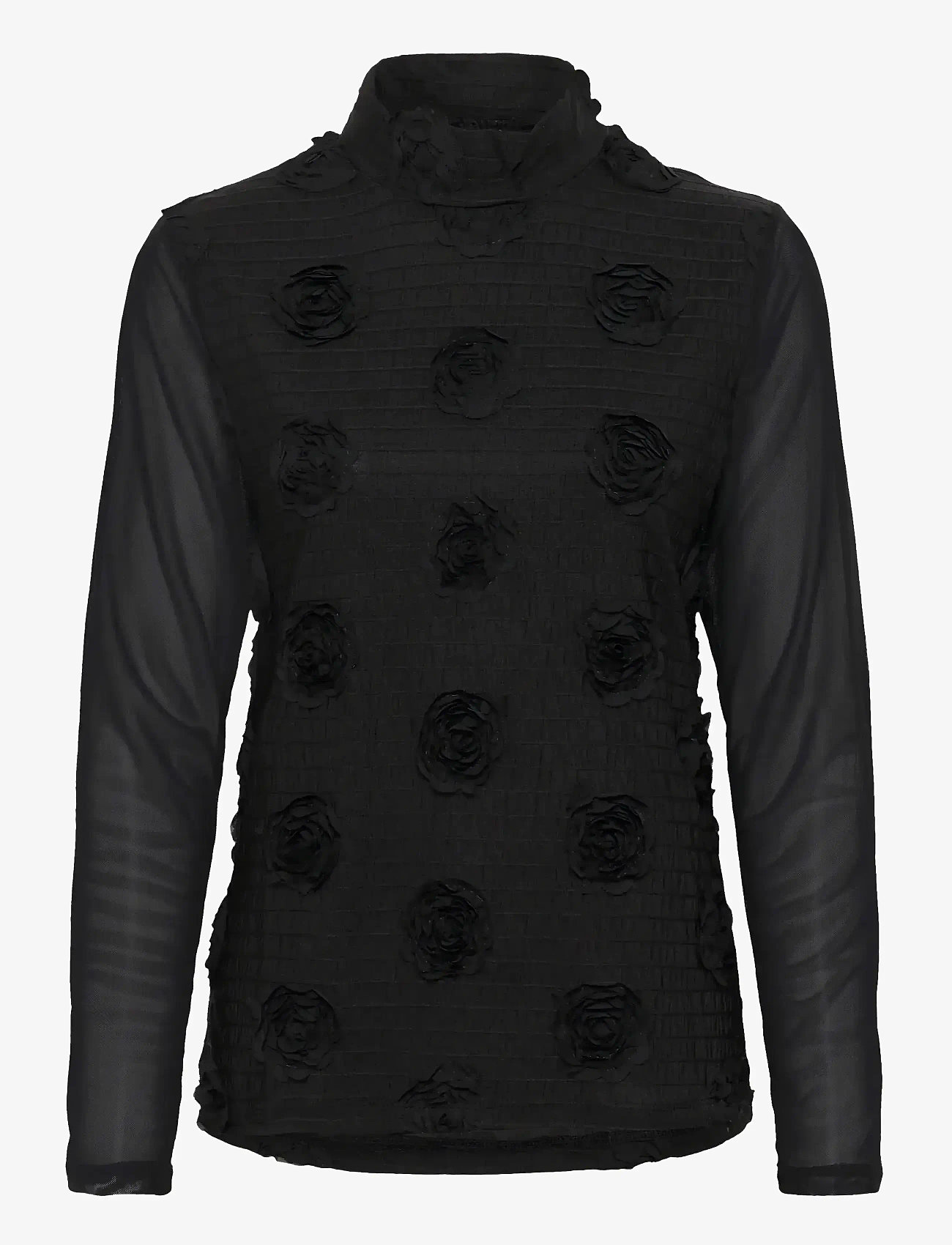 Culture - CUmascha Mesh Blouse - long sleeved blouses - black - 1