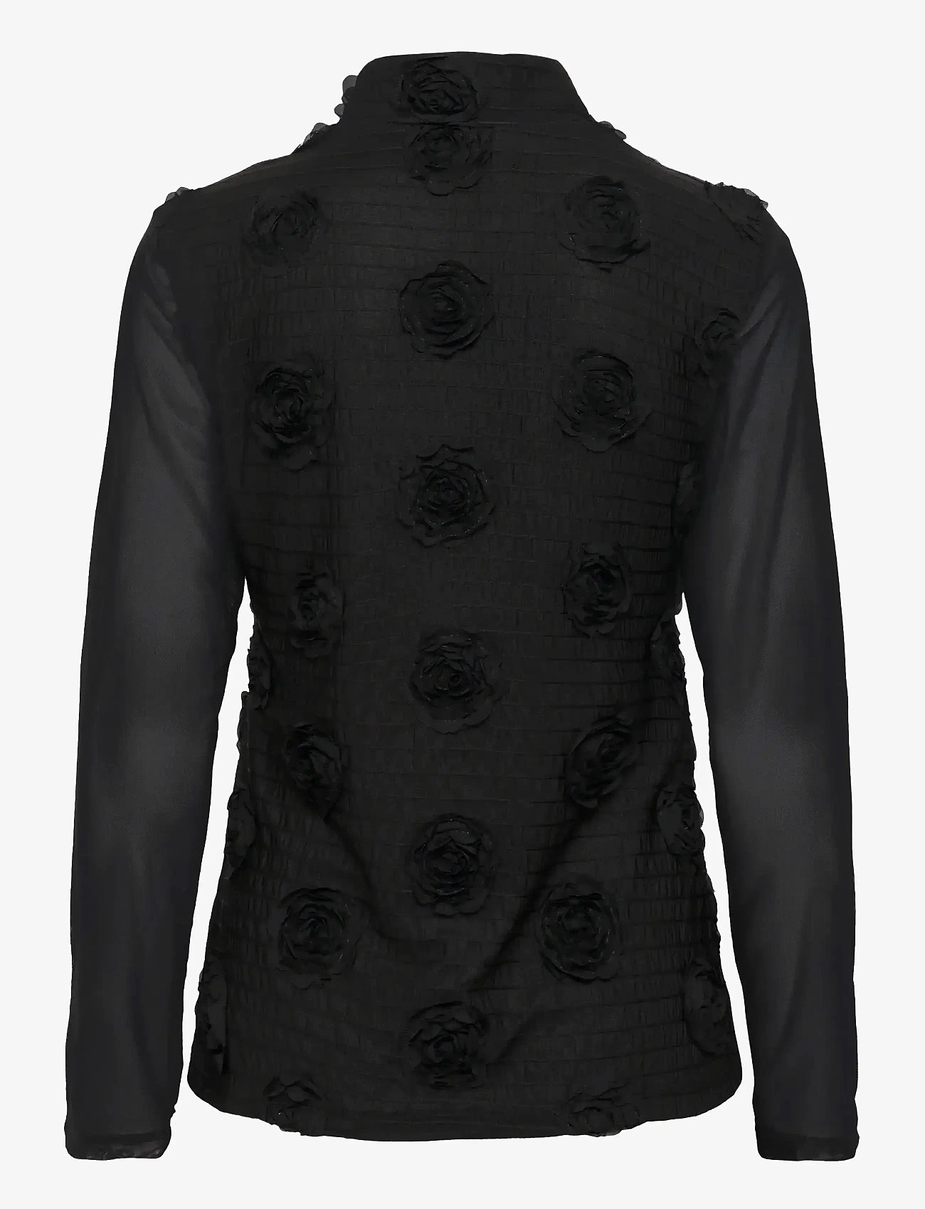 Culture - CUmascha Mesh Blouse - long sleeved blouses - black - 2