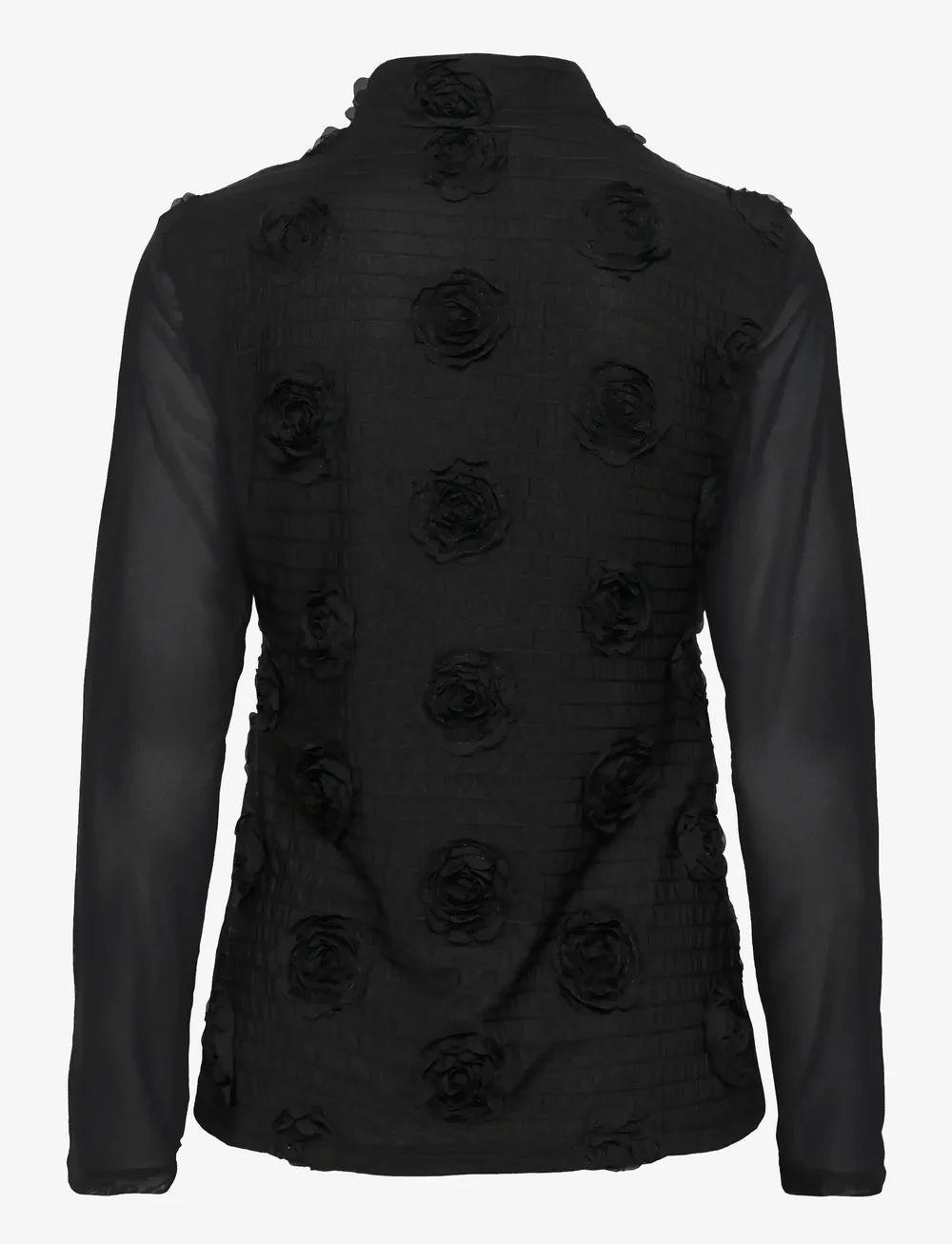 Culture - CUmascha Mesh Blouse - långärmade blusar - black - 2