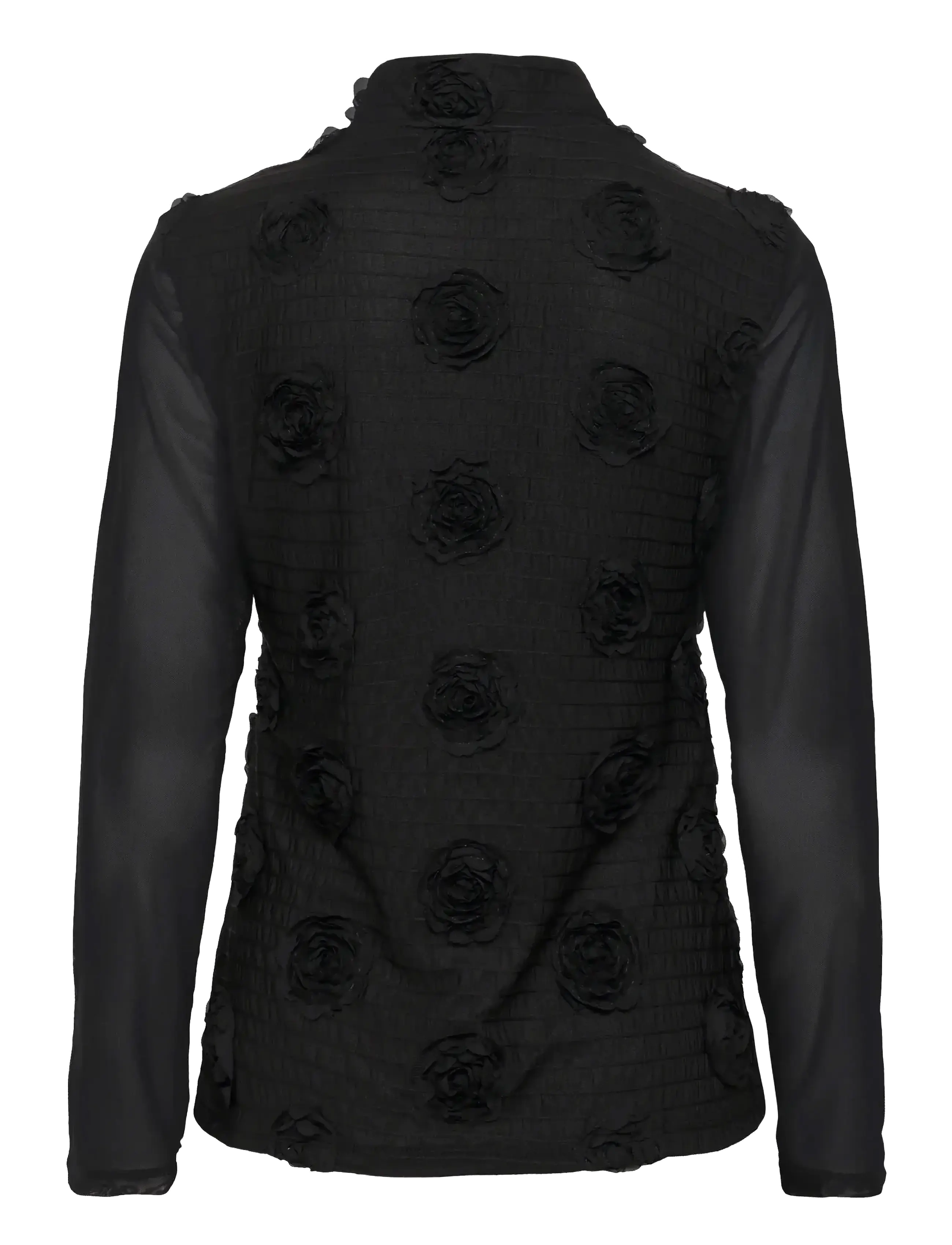 Culture - CUmascha Mesh Blouse - long sleeved blouses - black - 2