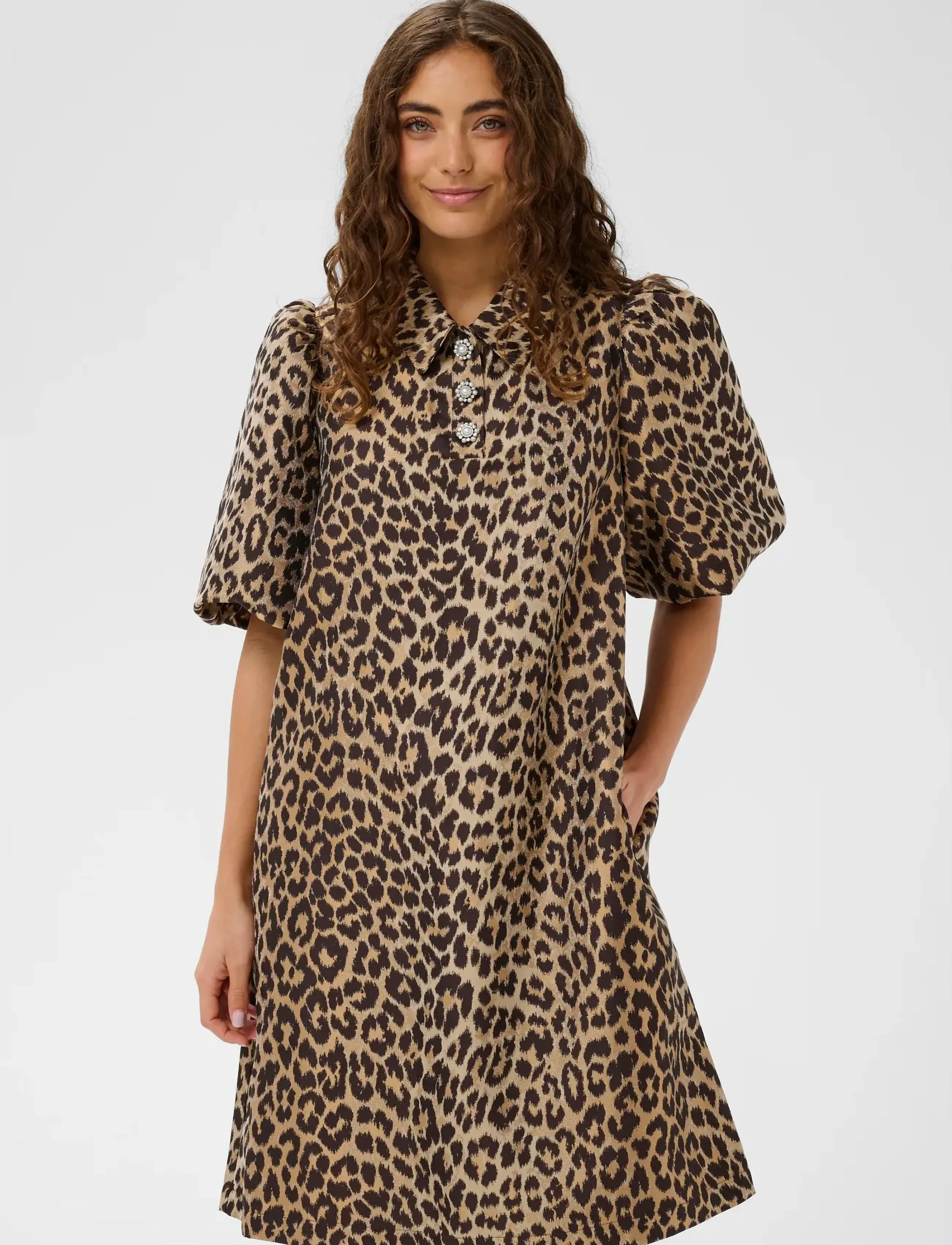 Culture CUcarol Muxi Dress - Särkkleidid - LEOPARD / beige