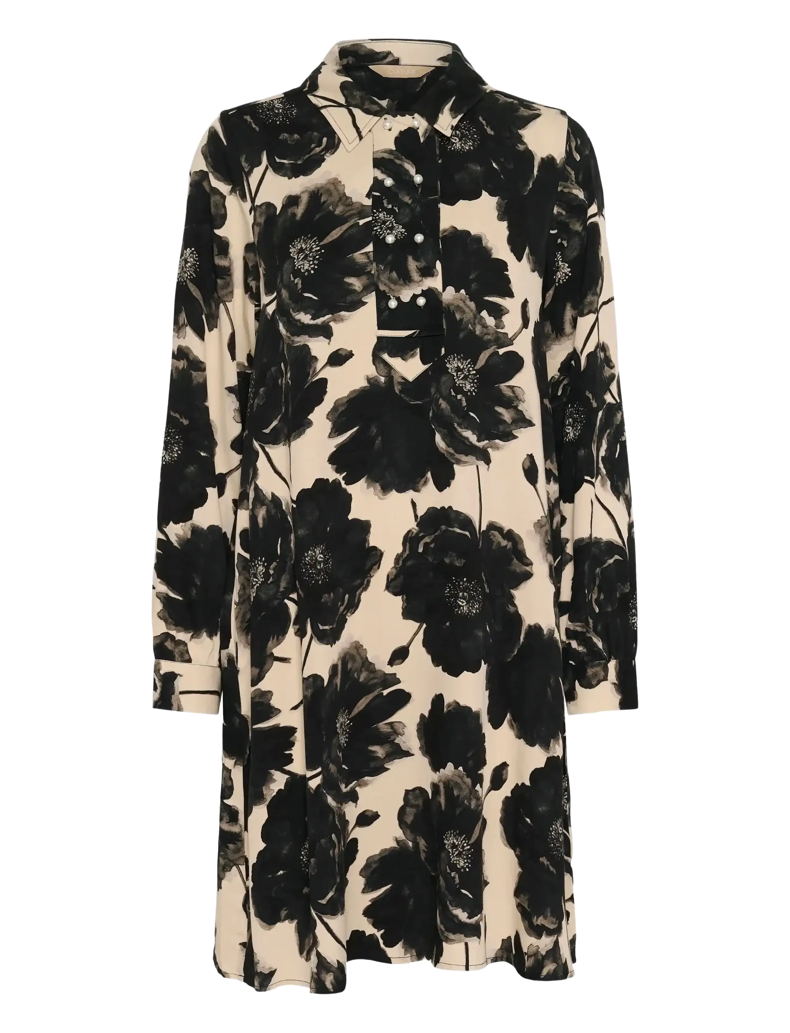 Culture CUrachel Elitha Short Dress - Klänningar - BLACK/OFFWHITE FLOWER / black