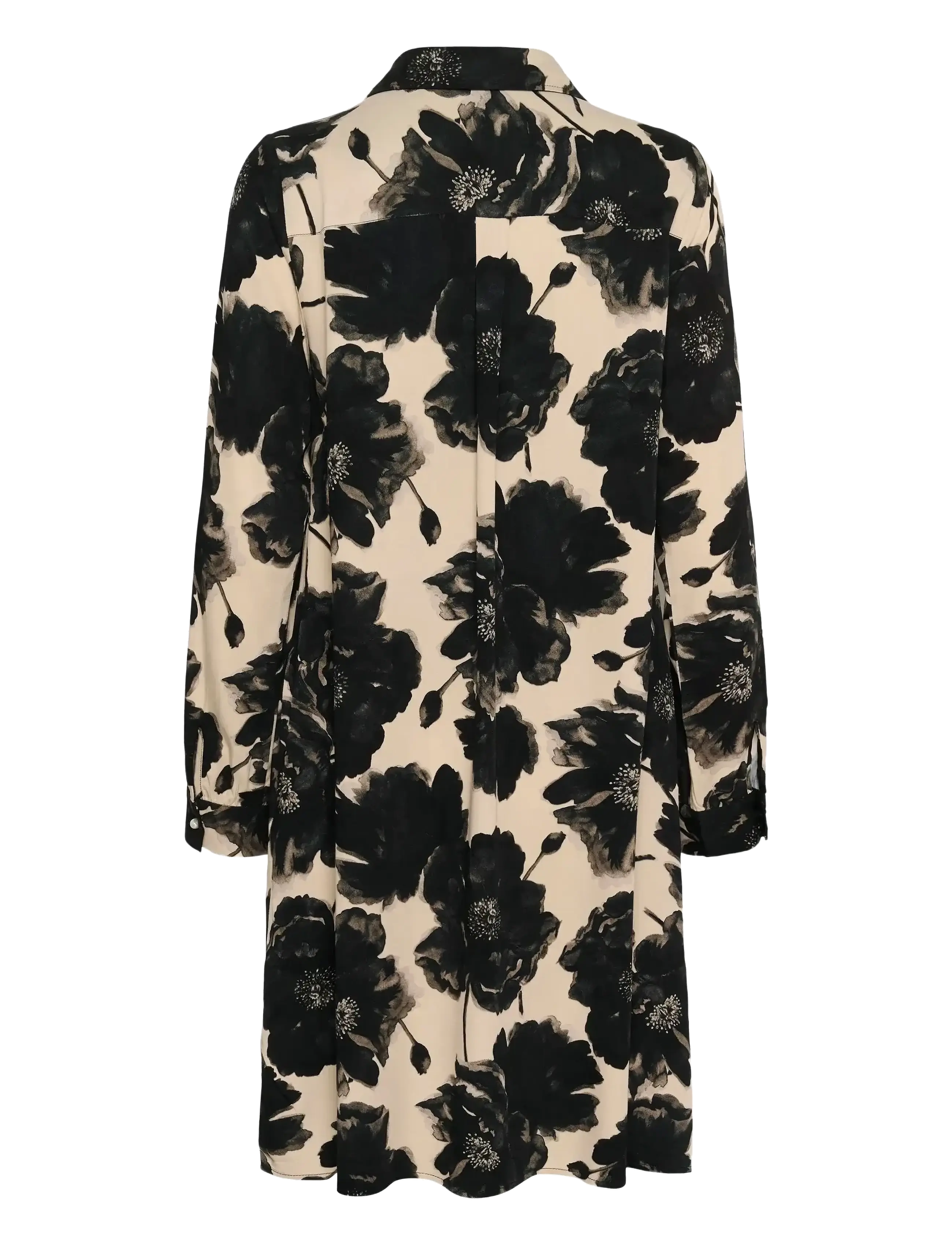Culture - CUrachel Elitha Short Dress - skjortekjoler - black/offwhite flower - 2