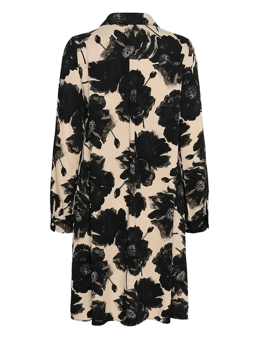 Culture - CUrachel Elitha Short Dress - hemdkleider - black/offwhite flower - 2