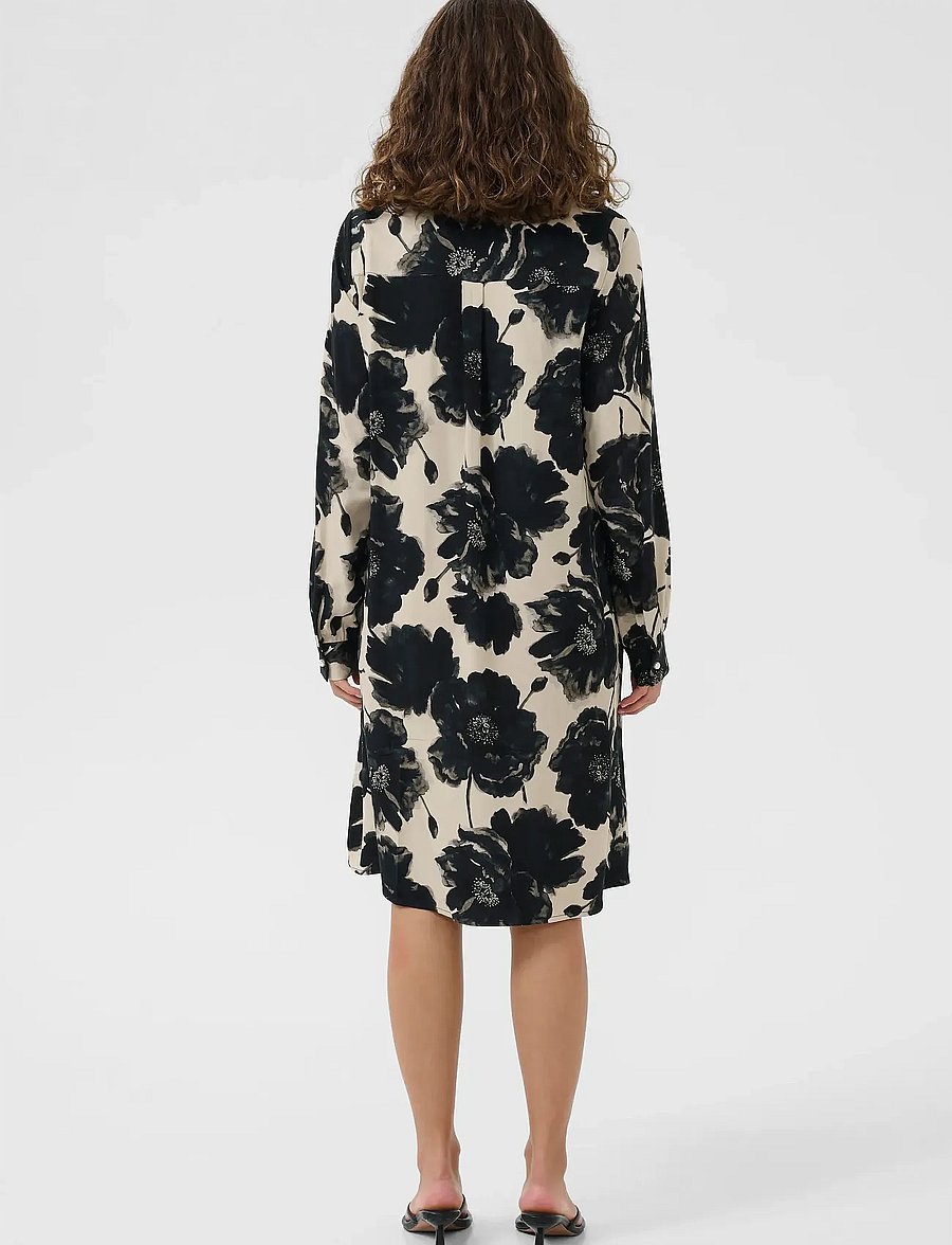 Culture - CUrachel Elitha Short Dress - hemdkleider - black/offwhite flower - 4