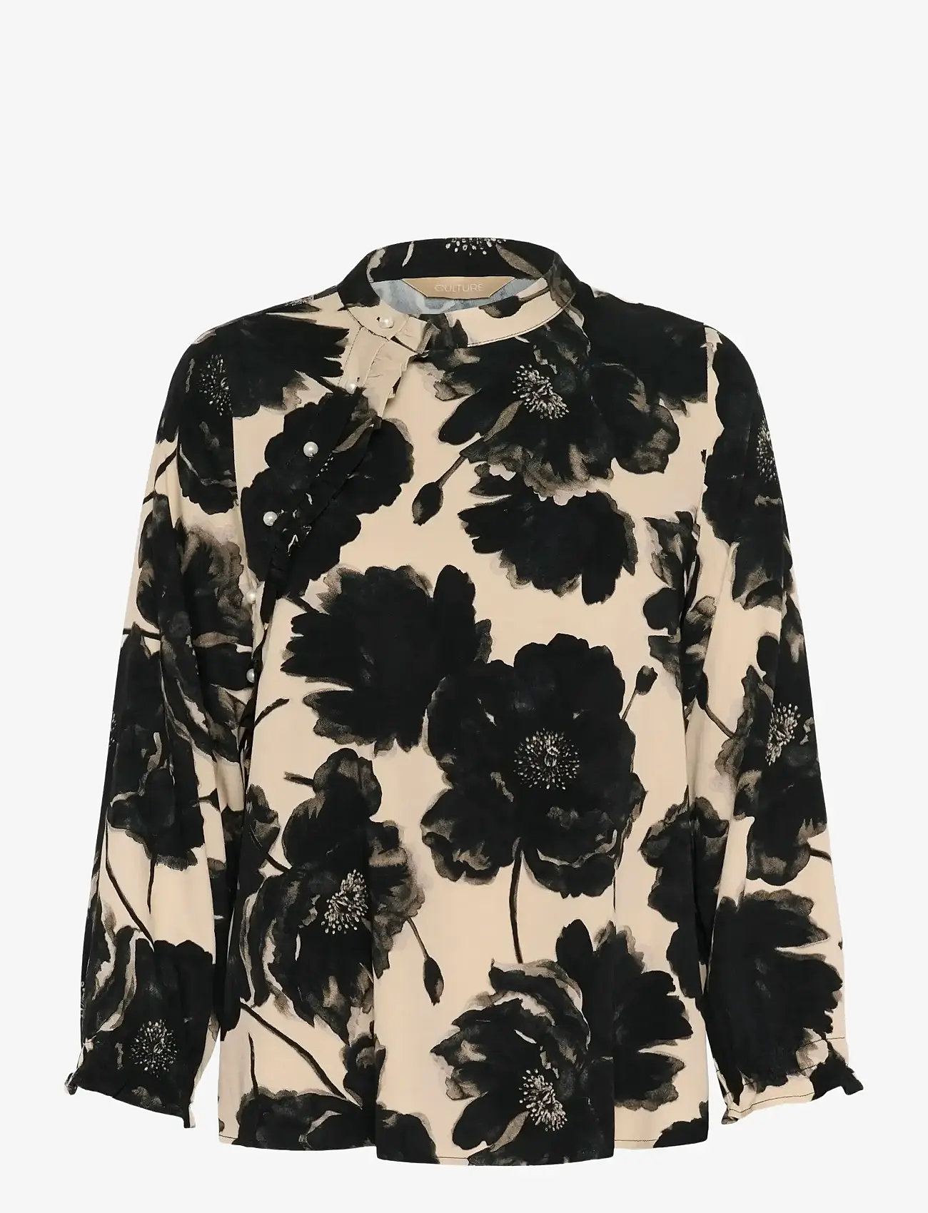 Culture - CUrachel Elitha Shirt - pikkade varrukatega särgid - black/offwhite flower - 1