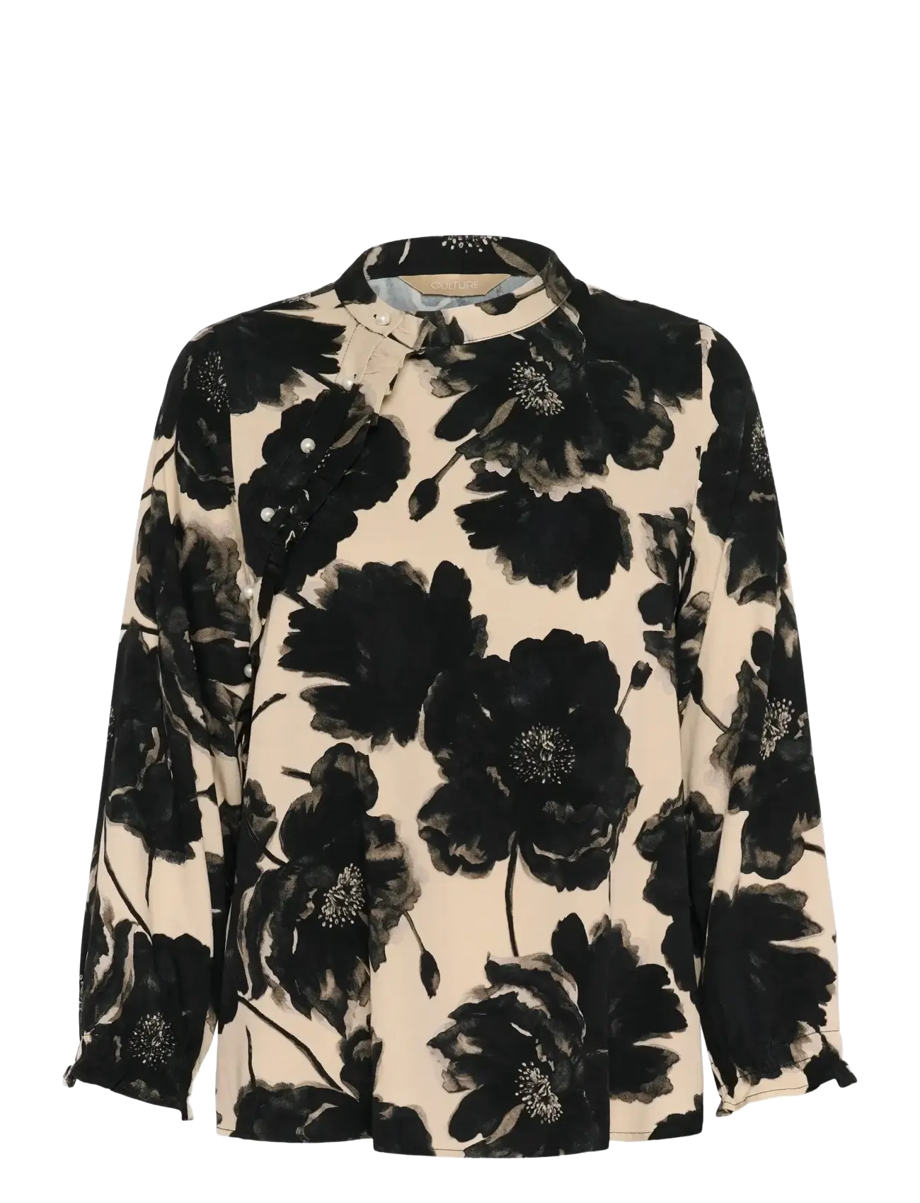 Culture - CUrachel Elitha Shirt - langärmlige hemden - black/offwhite flower - 1