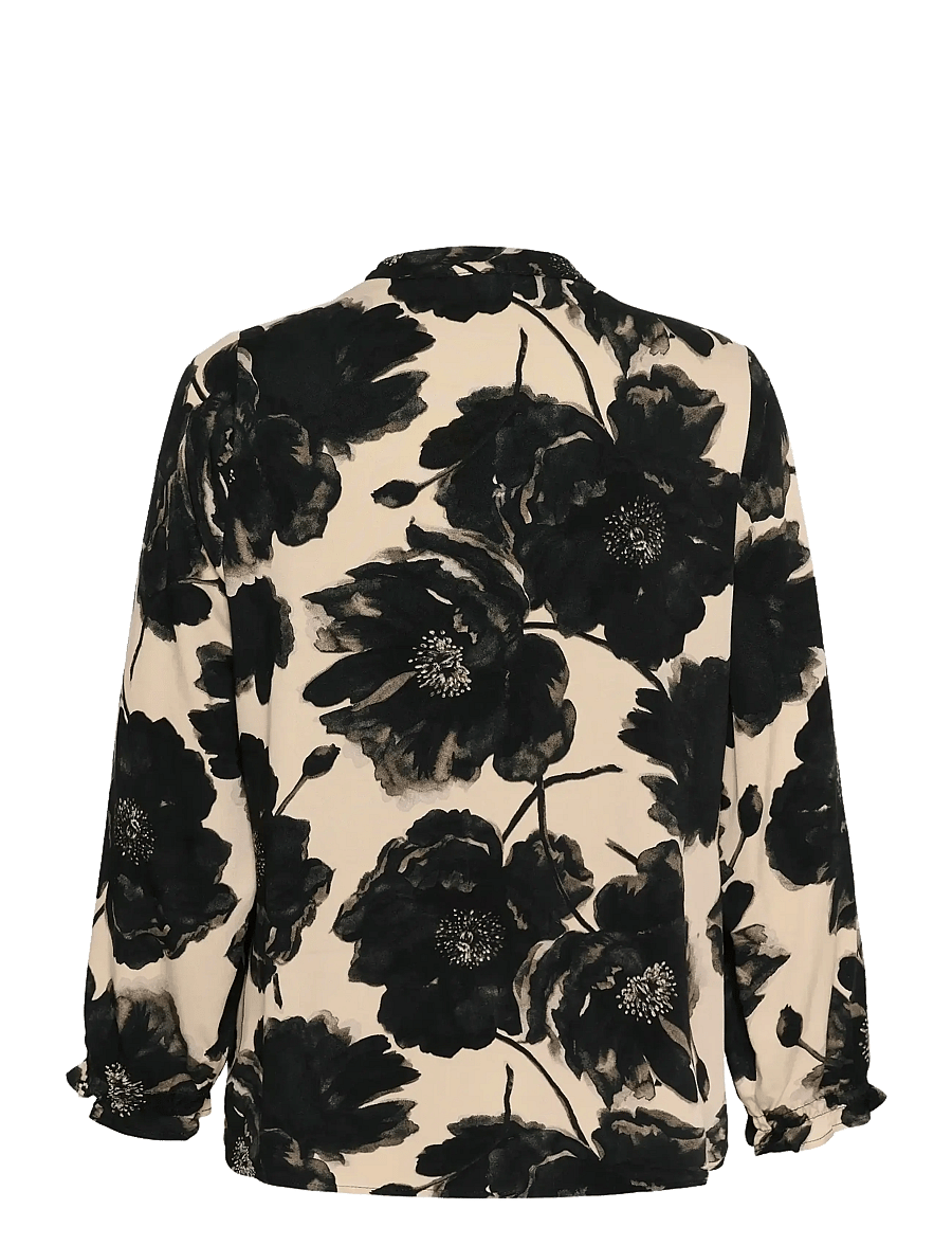 Culture - CUrachel Elitha Shirt - langärmlige hemden - black/offwhite flower - 2