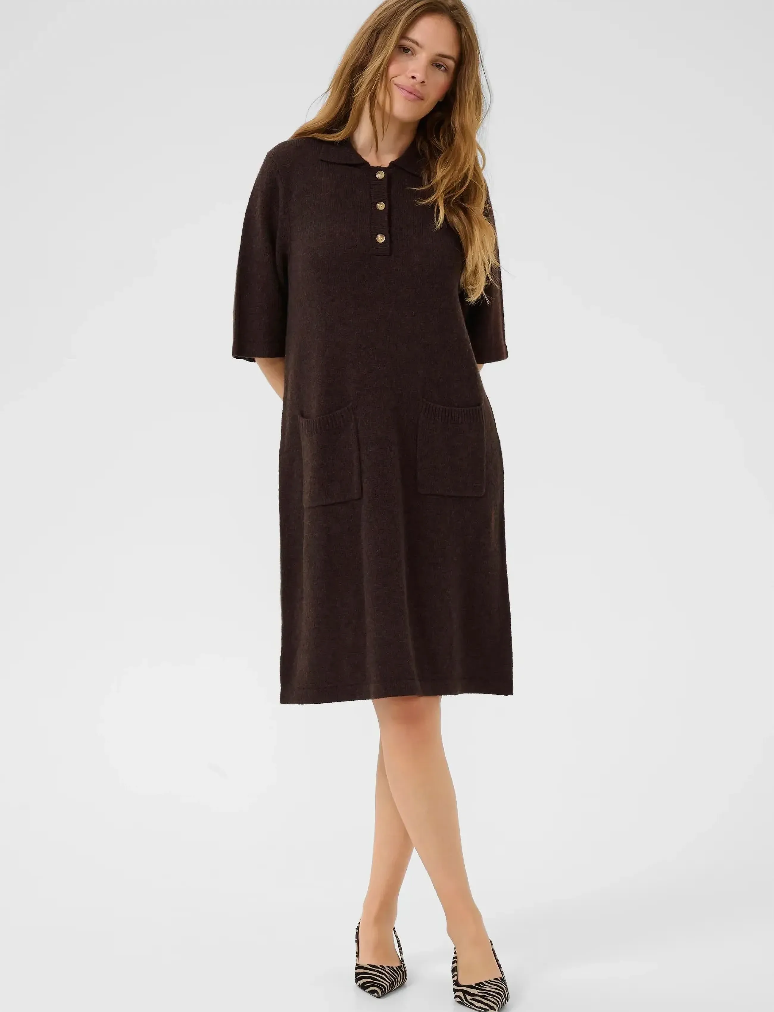Culture - CUasima Katrina Dress - skjortekjoler - coffee bean melange - 3