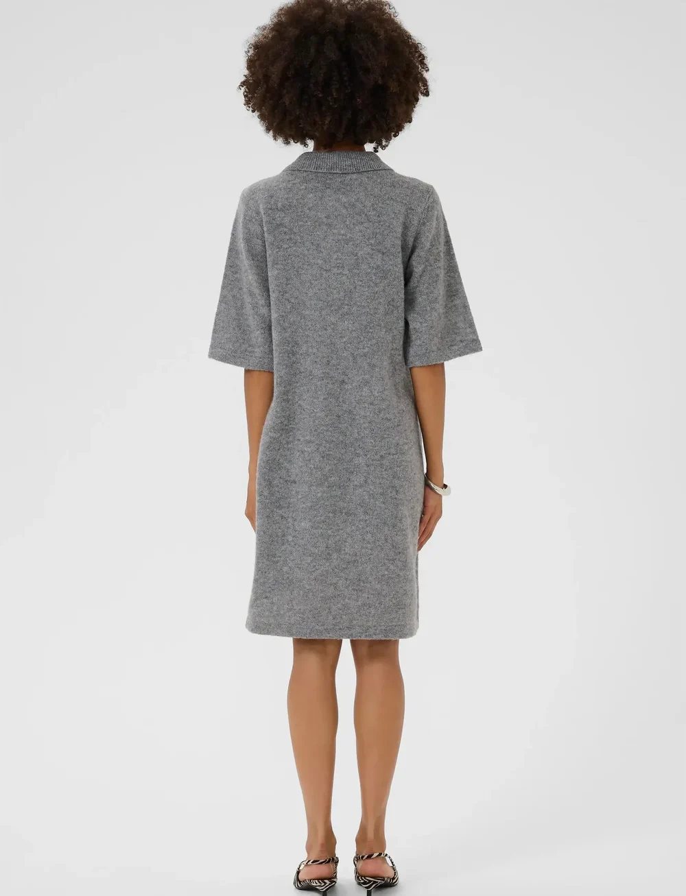 Culture - CUasima Katrina Dress - skjortklänningar - mid grey melange - 4
