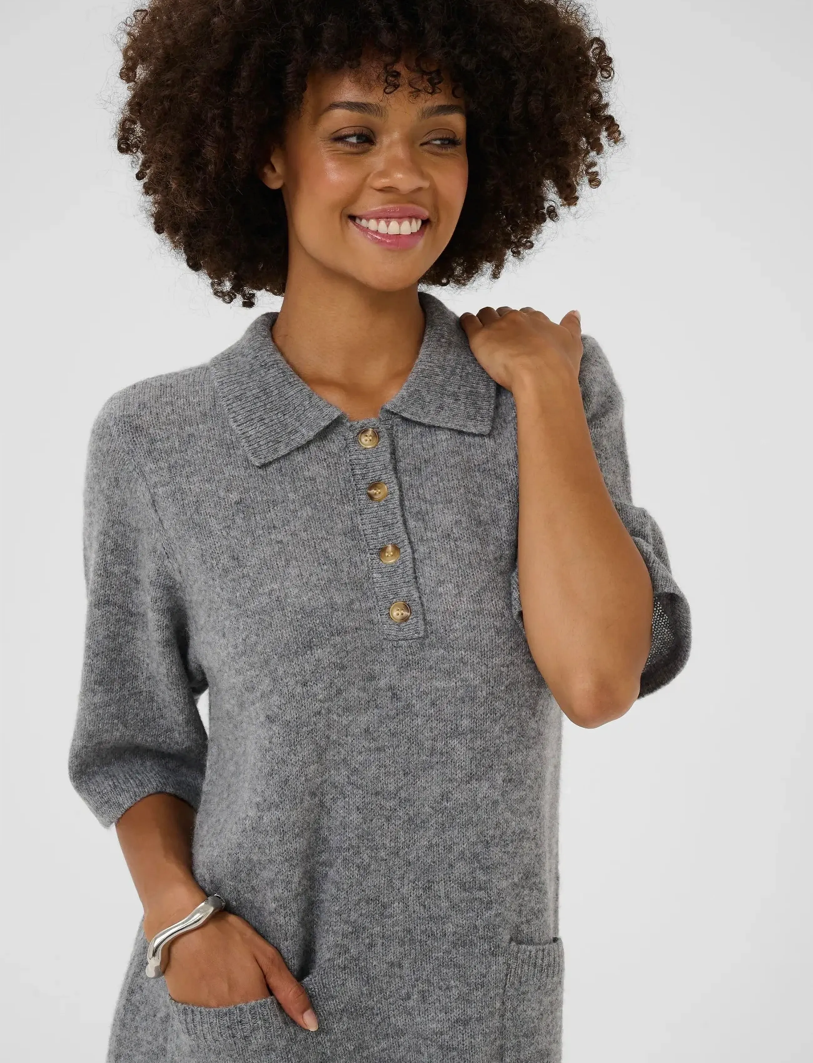 Culture - CUasima Katrina Dress - overhemdjurken - mid grey melange - 5