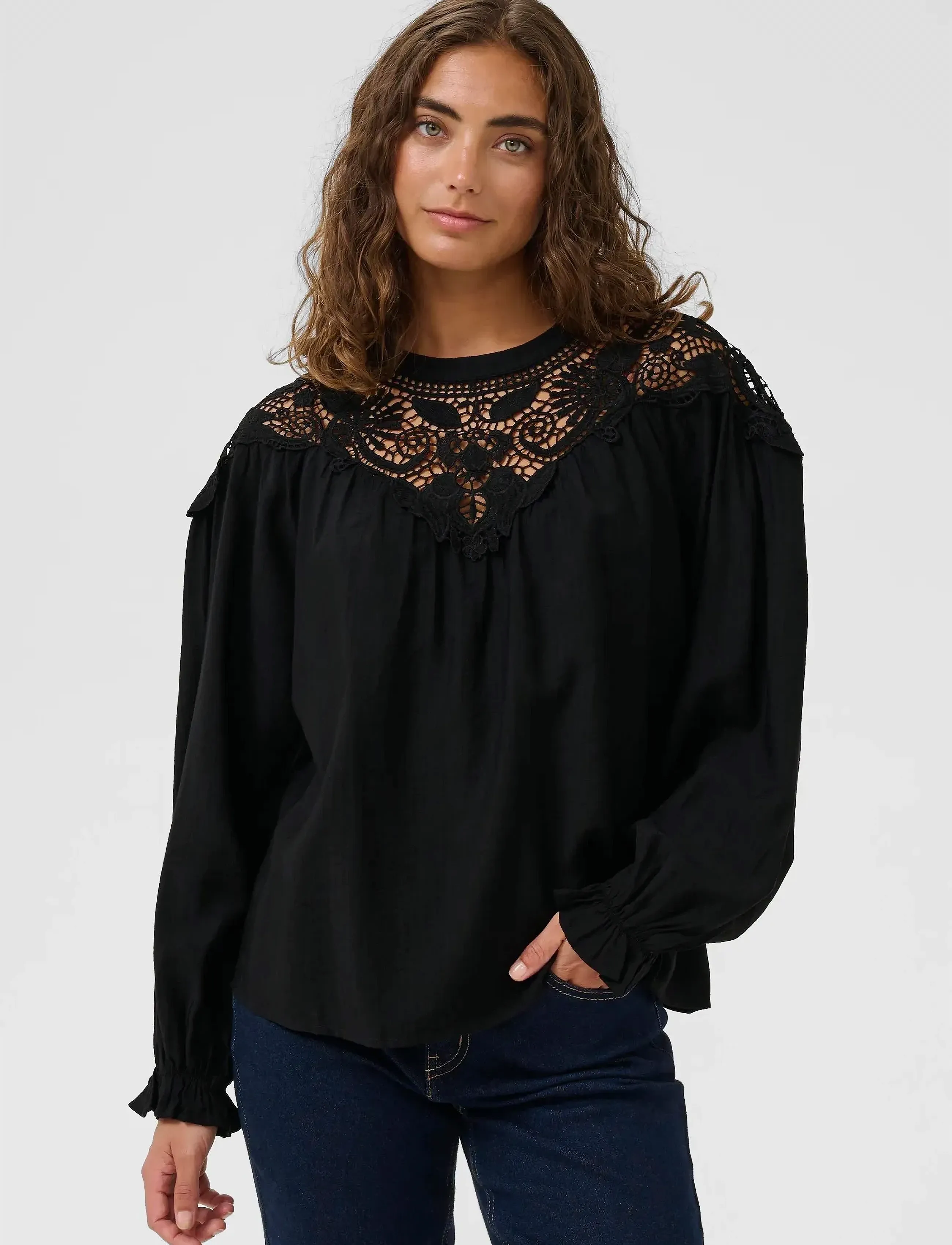 Culture Cuallegra Blouse, M, Black, Bluser > Langærmede, Dame