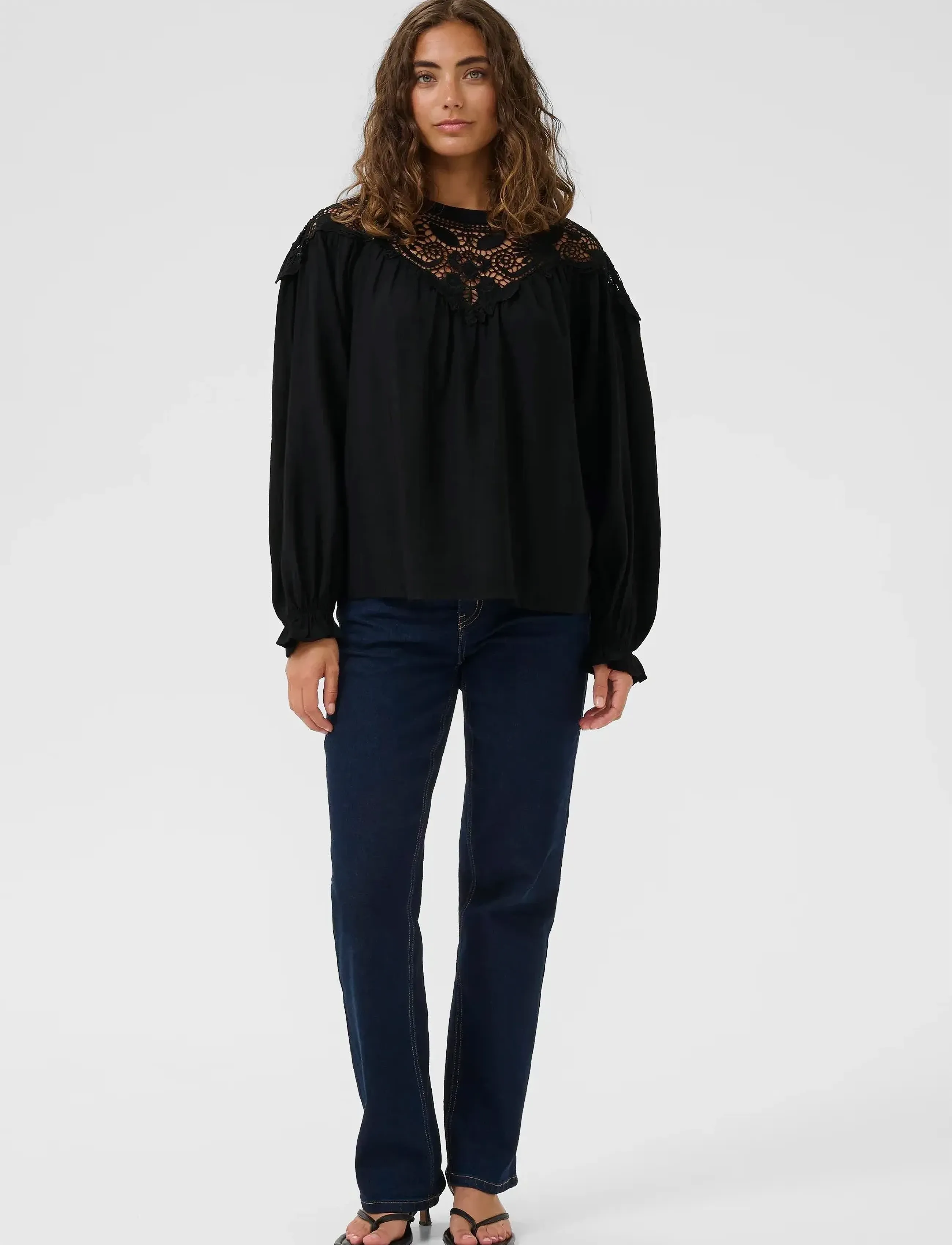 Culture - CUallegra Blouse - långärmade blusar - black - 3