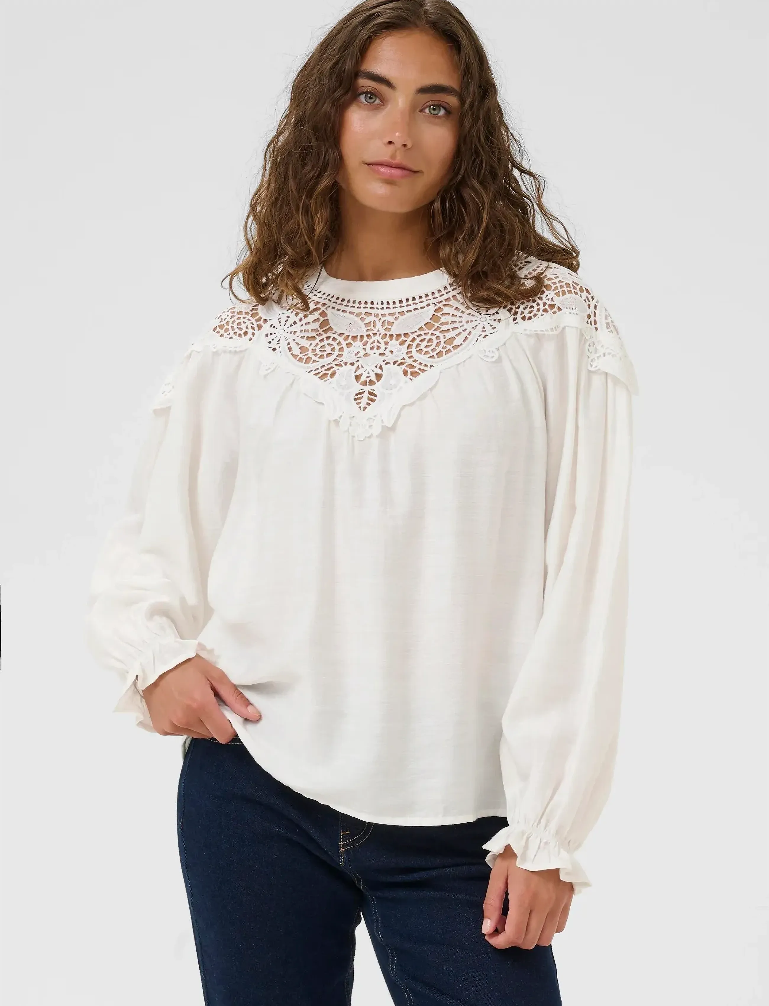 Culture Cuallegra Blouse, L, White, Bluser > Langærmede, Dame