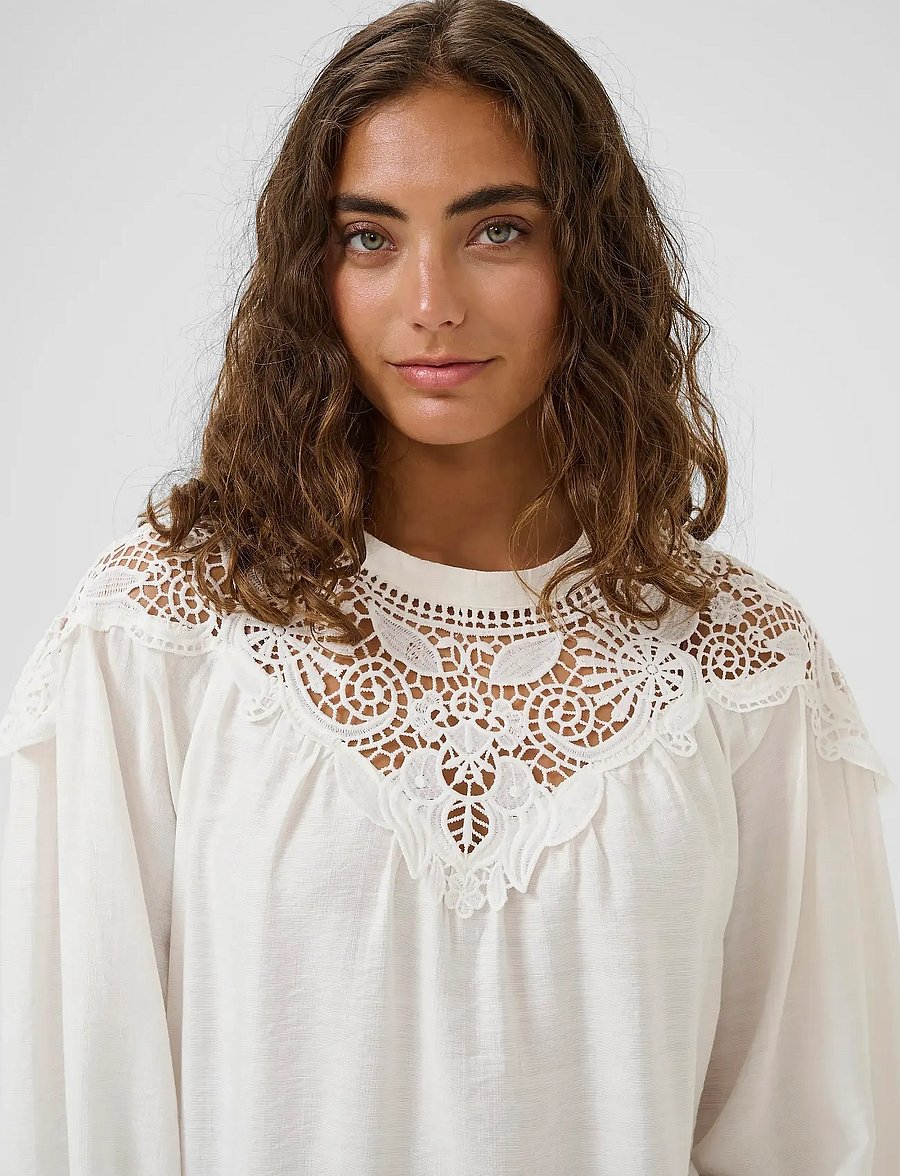 Culture - CUallegra Blouse - langärmelige blusen - spring gardenia - 5