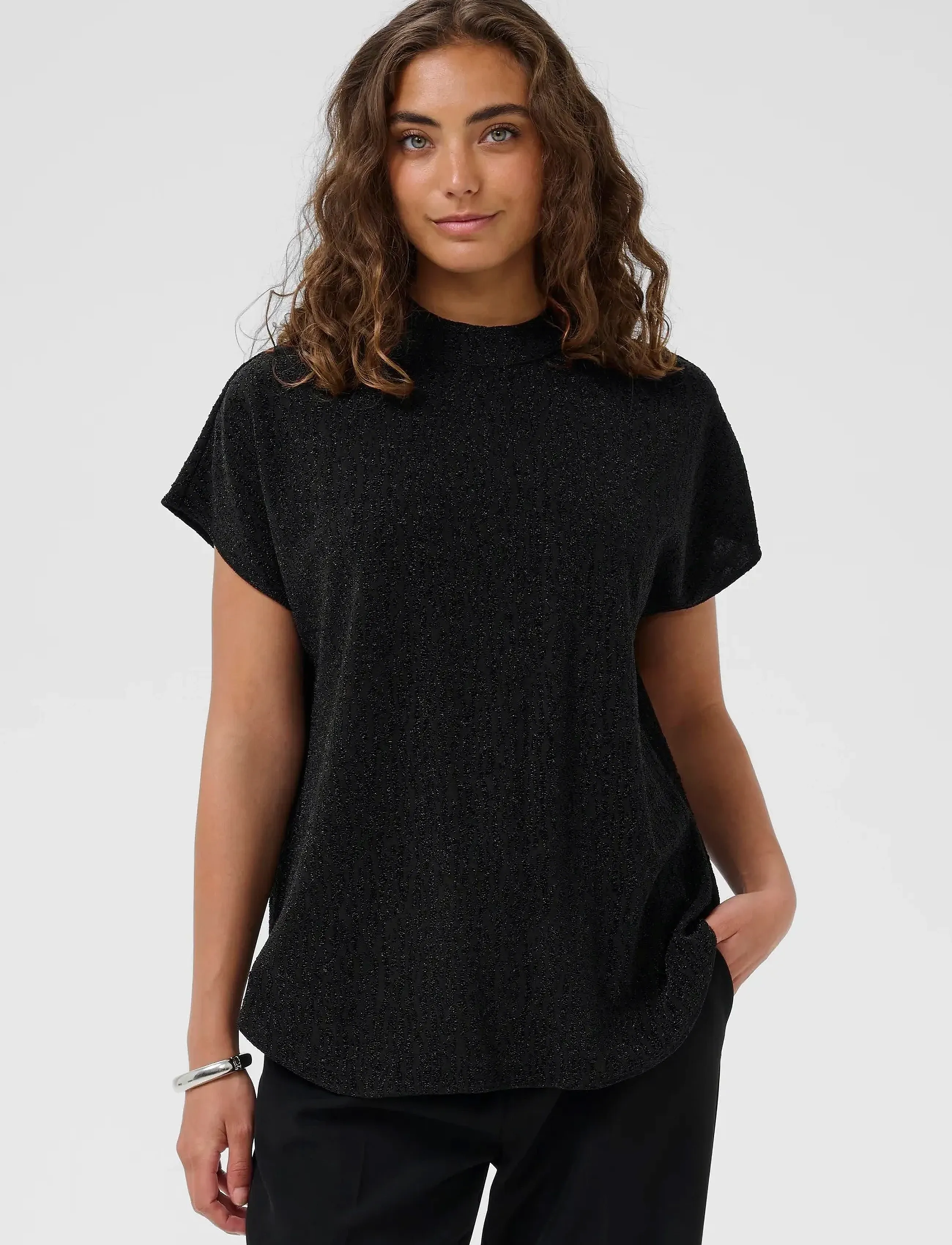 Culture Cuakari Capsleeve, M, Black, T-Shirts & Toppe > Kortærmede, Dame