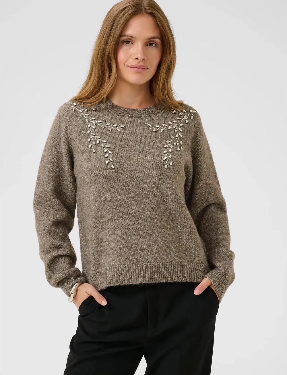 Culture - CUosana Kimmy Bling Pullover - striktrøjer - falcon melange - 0