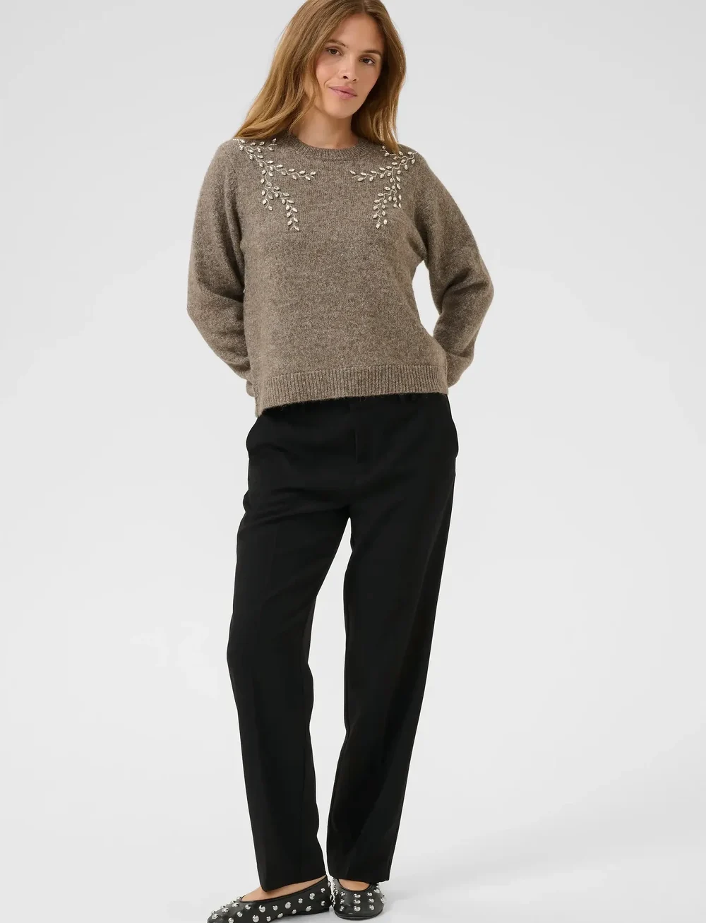 Culture - CUosana Kimmy Bling Pullover - striktrøjer - falcon melange - 3