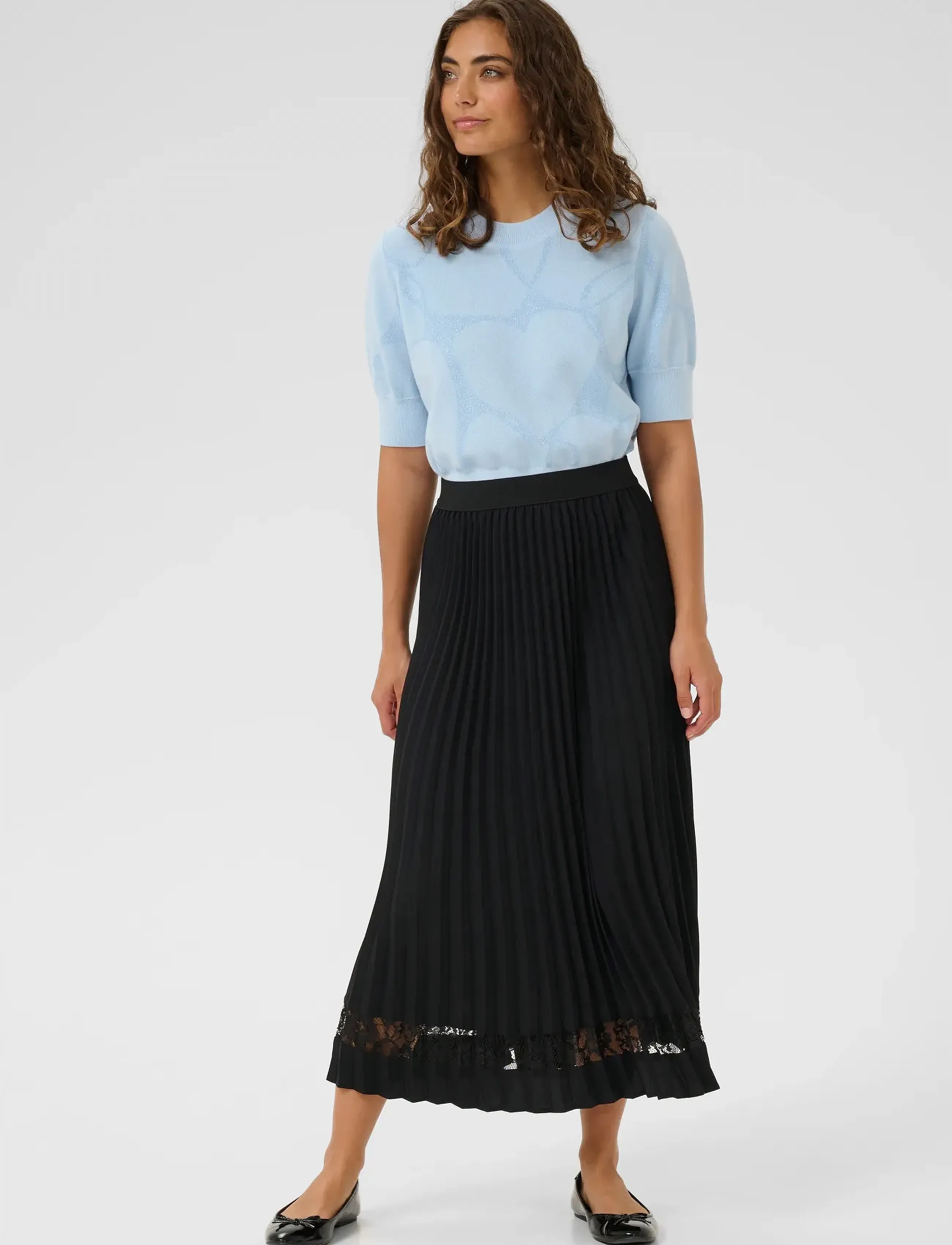 Culture - CUsiggy Betty Lace Skirt - plisowane spódnice - black - 3