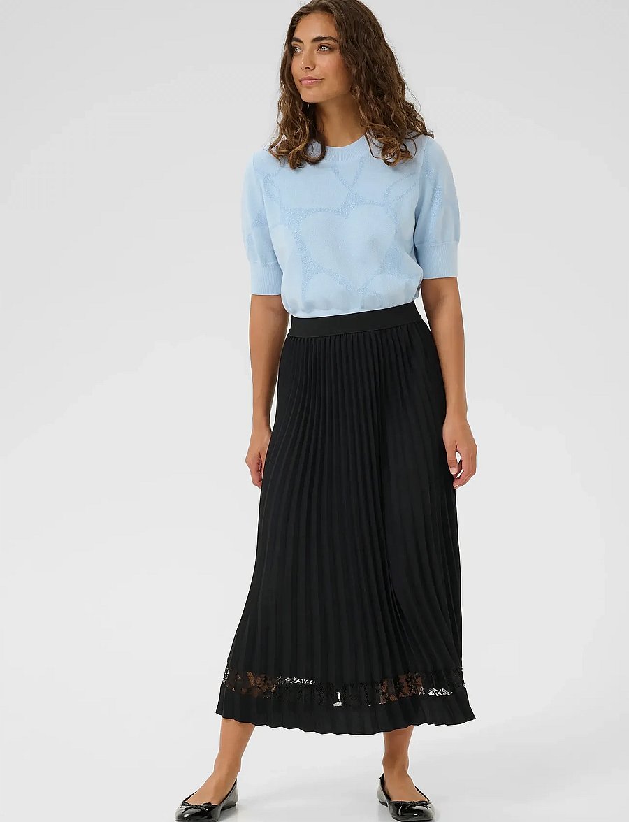 Culture - CUsiggy Betty Lace Skirt - plisowane spódnice - black - 3