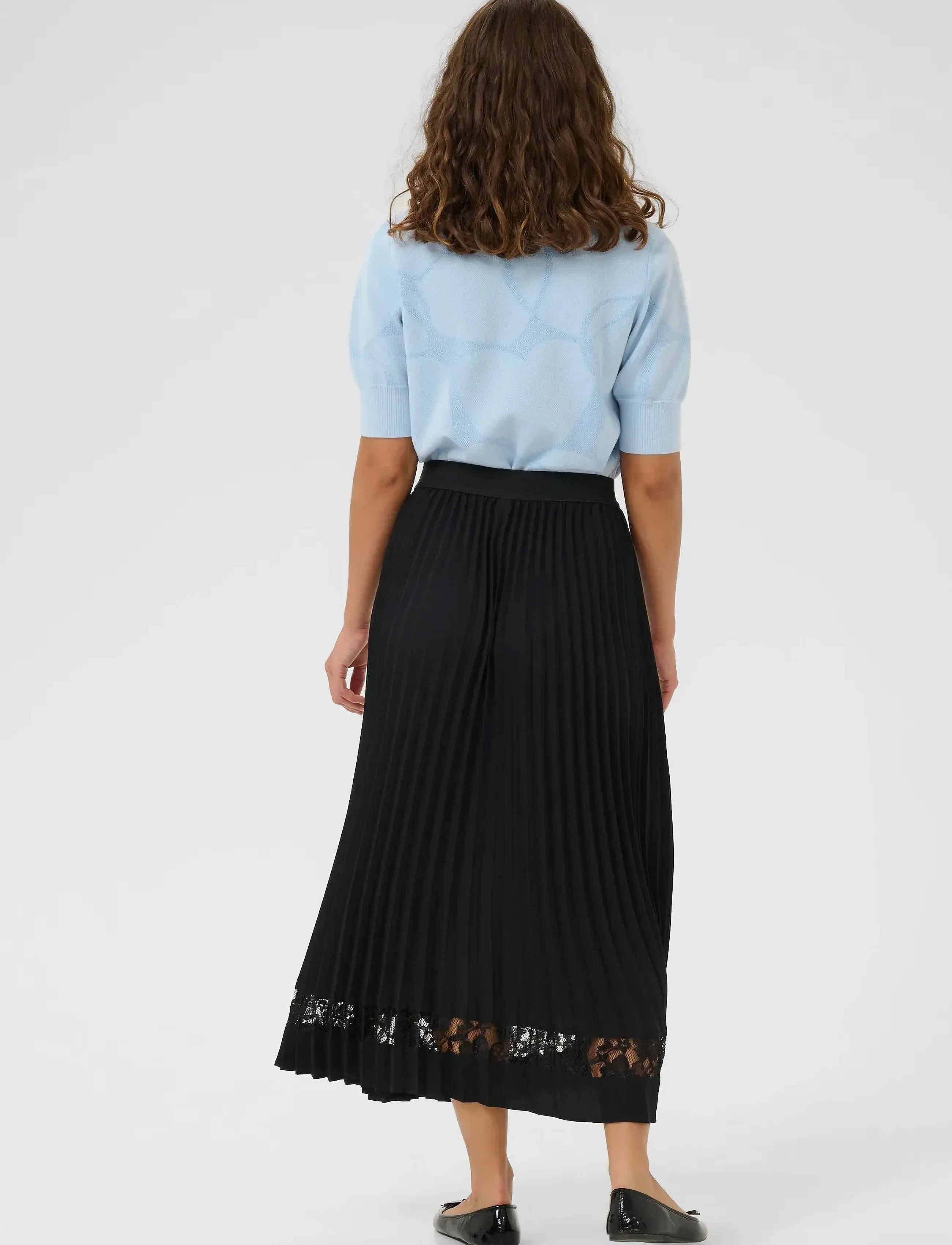 Culture - CUsiggy Betty Lace Skirt - plisowane spódnice - black - 4