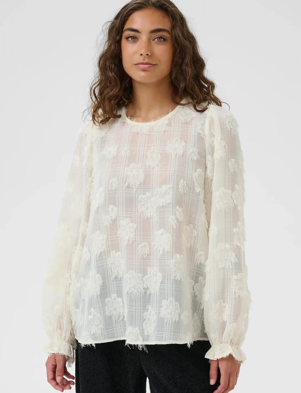 Culture - CUbeannie Blouse - langärmlige blusen - whitecap - 0