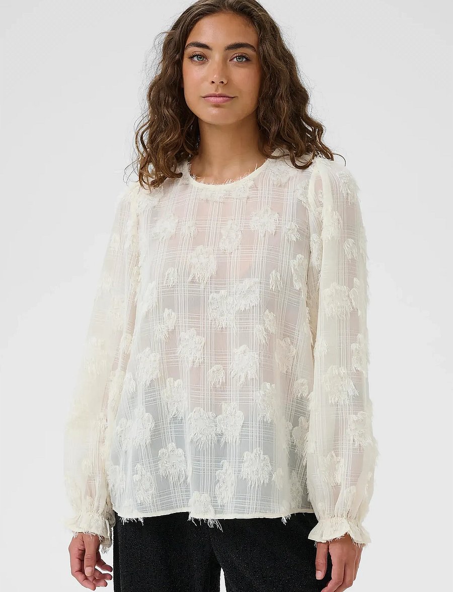 Culture - CUbeannie Blouse - langärmelige blusen - whitecap - 0