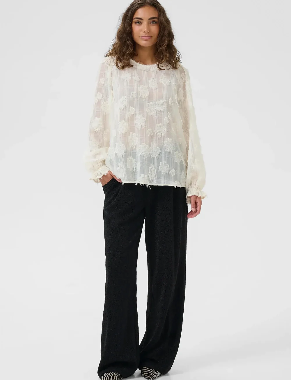 Culture - CUbeannie Blouse - langärmlige blusen - whitecap - 3