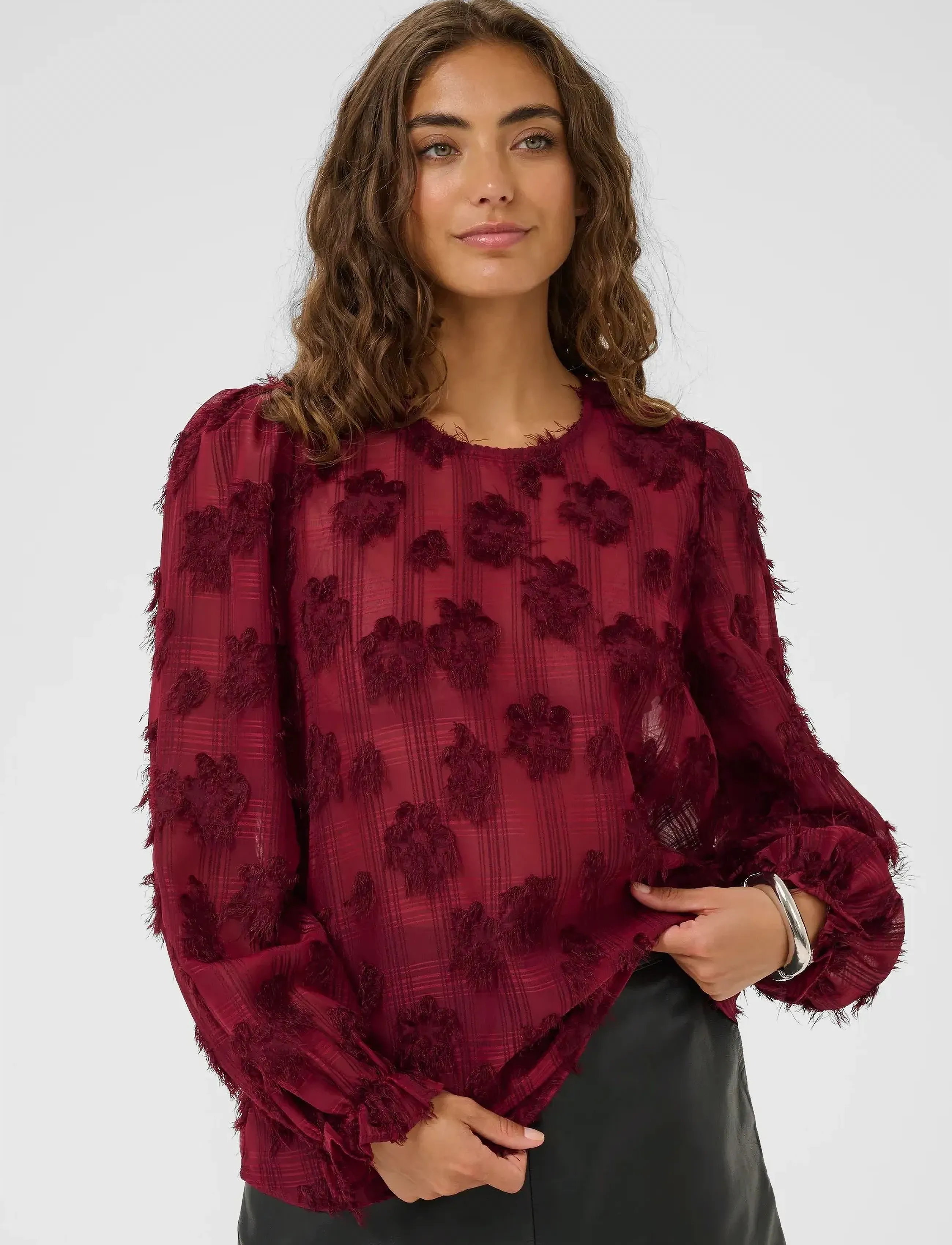Culture Cubeannie Blouse, M, Blouses, Burgunderrot - Long-sleeved, Frauen