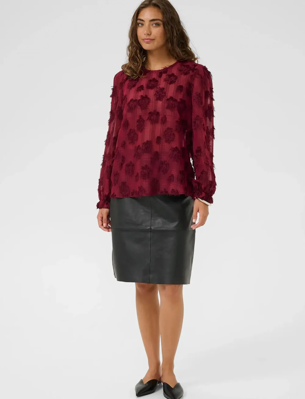 Culture - CUbeannie Blouse - långärmade blusar - zinfandel - 3