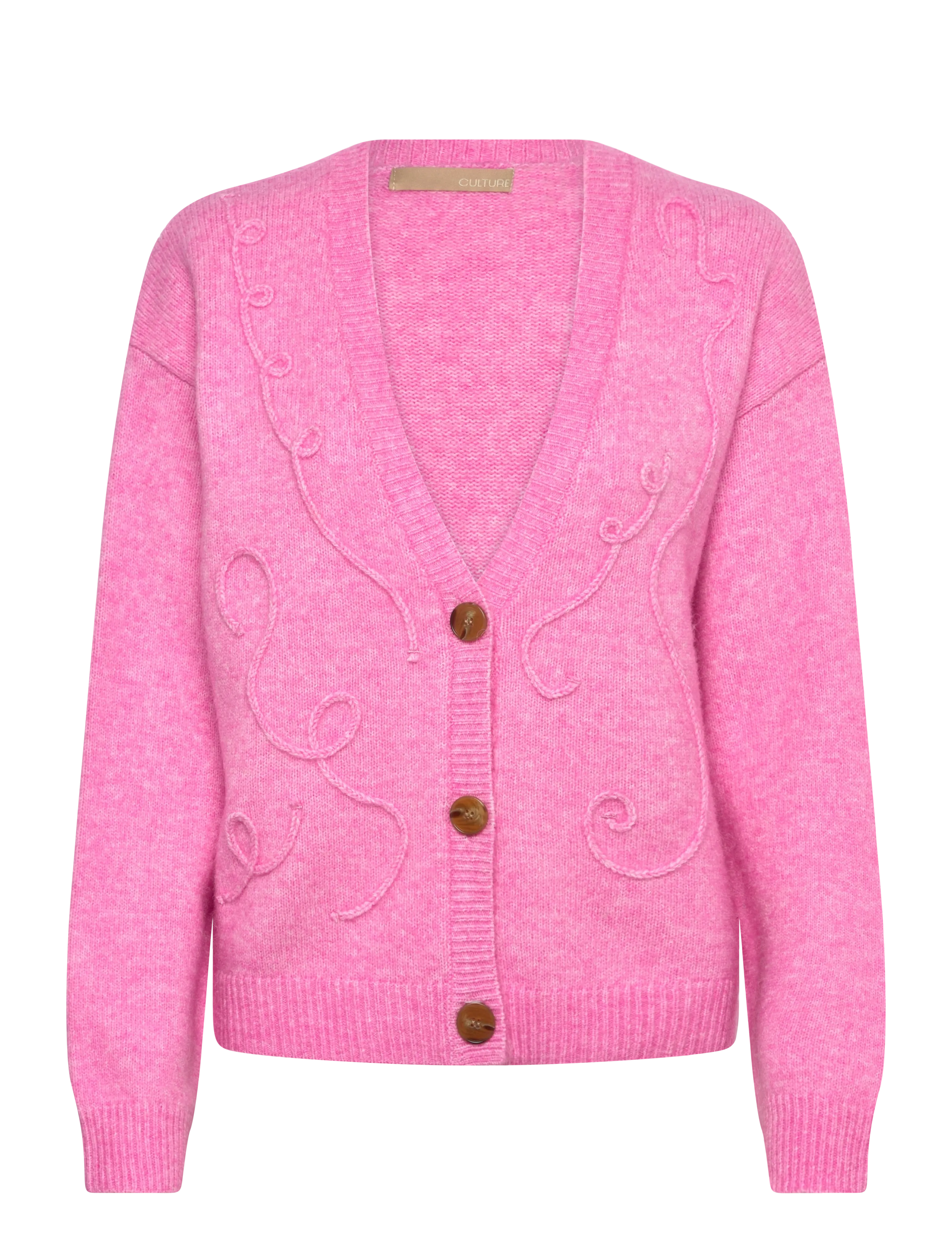 Culture CUtoby Kimmy Cardigan - Transitional Layering - FUCHSIA PINK MELANGE / pink/rose