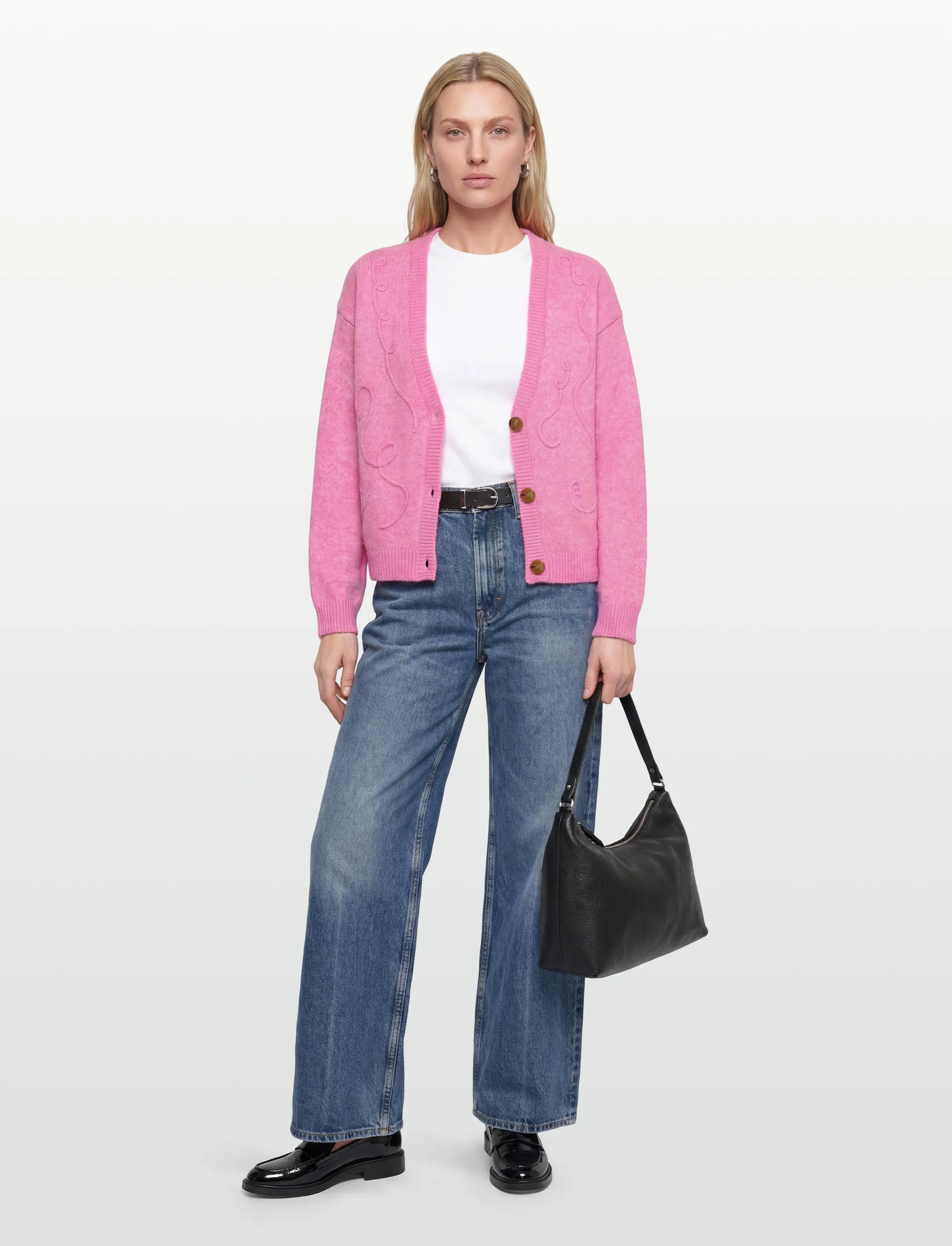 Culture Cutoby Kimmy Cardigan, Kvinder, Broderet Cardigan, Pink, Str: XS