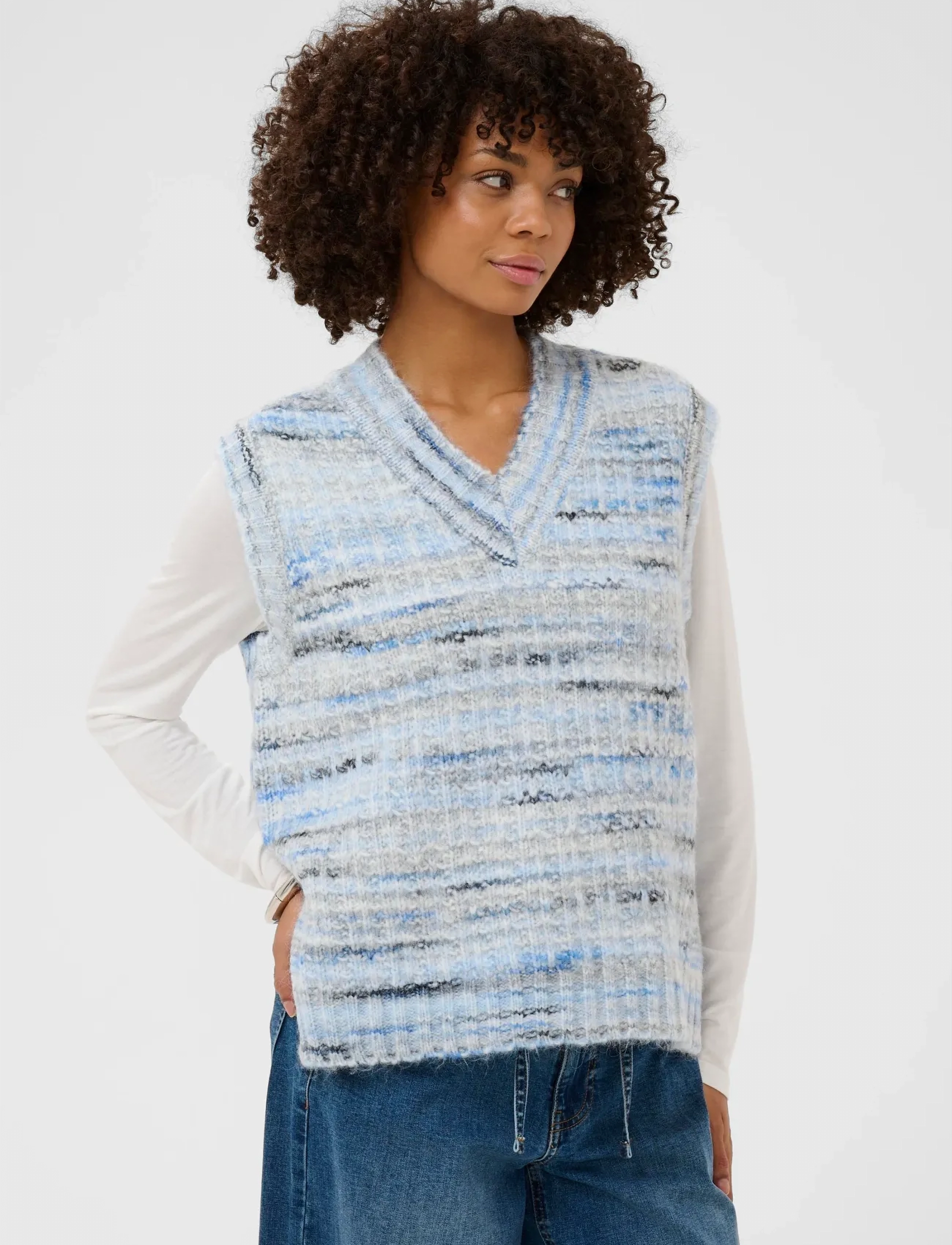 Culture Cubilo Knit Vest, XL, Blue, Veste > Strikkede Veste, Dame