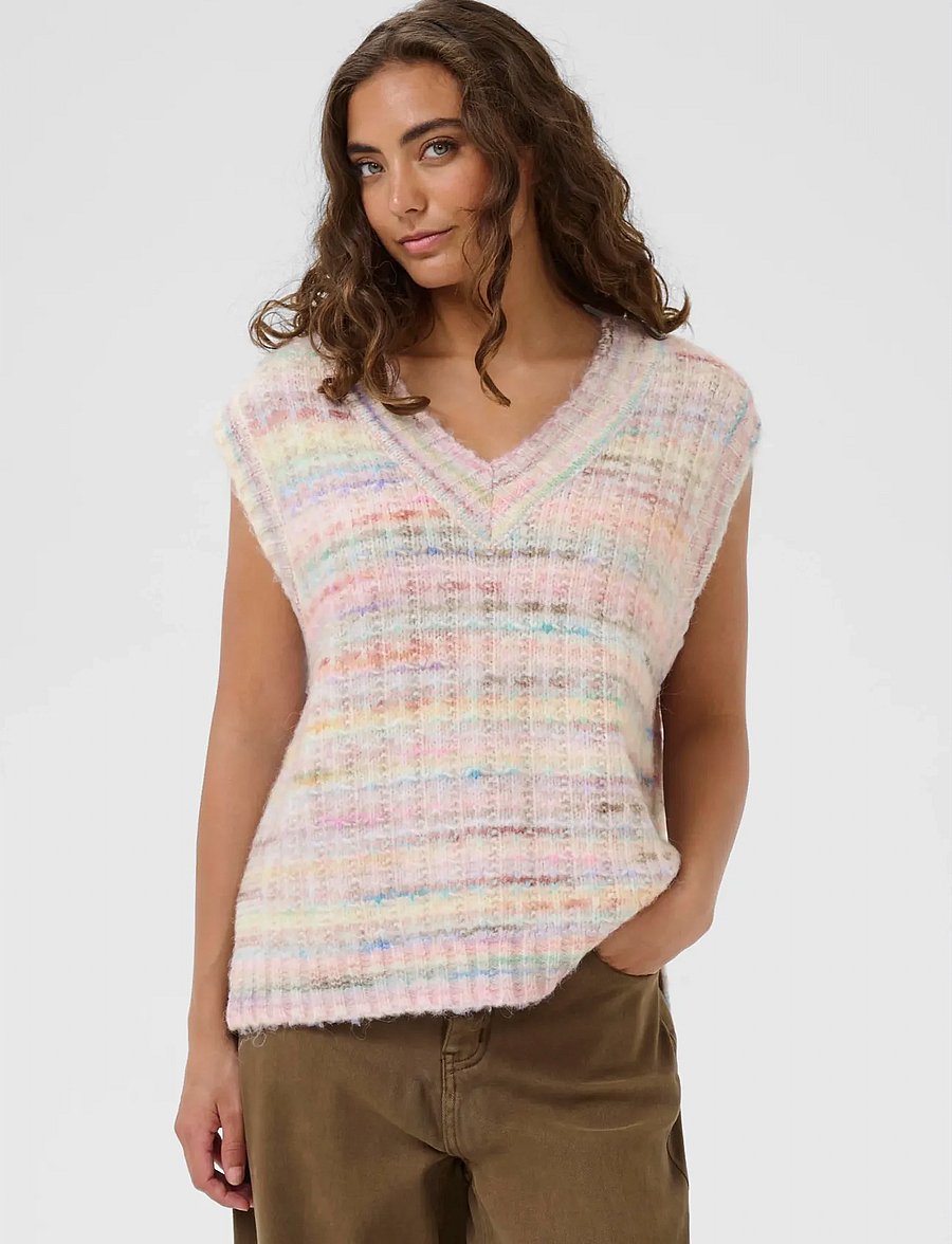 Culture - CUbilo Knit Vest - strikveste - pink multi - 0