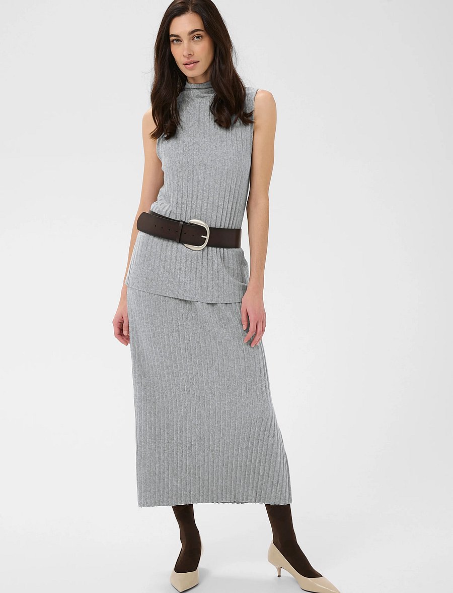 Culture - CUkoba Pleated Tube Skirt - maxi röcke - grey melange - 0