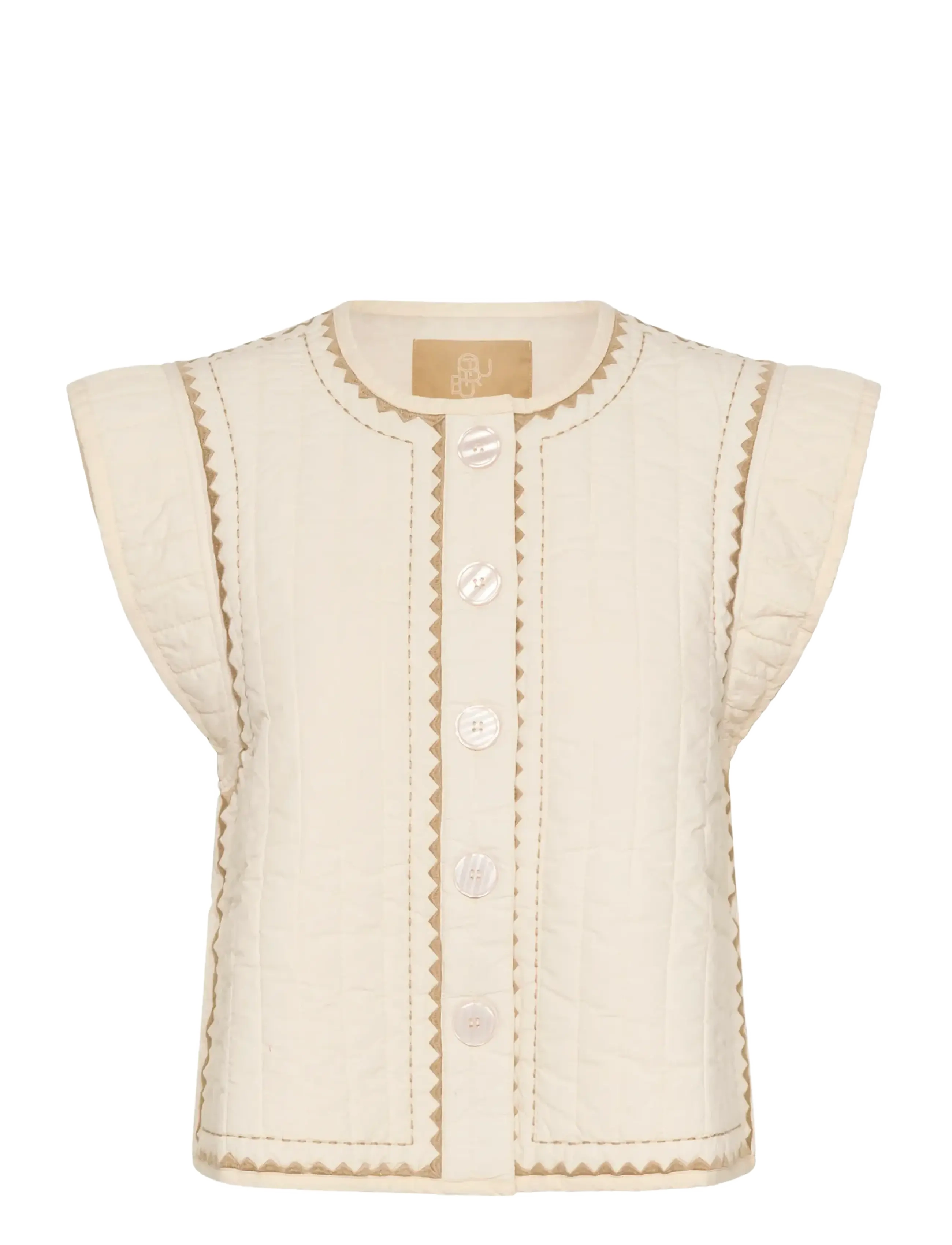 Culture CUberglind Embroidery Waistcoat - Transitional Layering - WHITECAP / cream