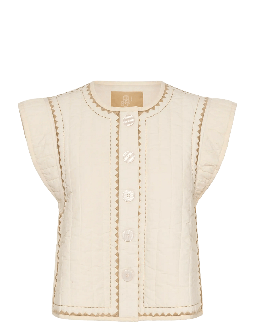 Culture - CUberglind Embroidery Waistcoat - vatterede veste - whitecap - 1