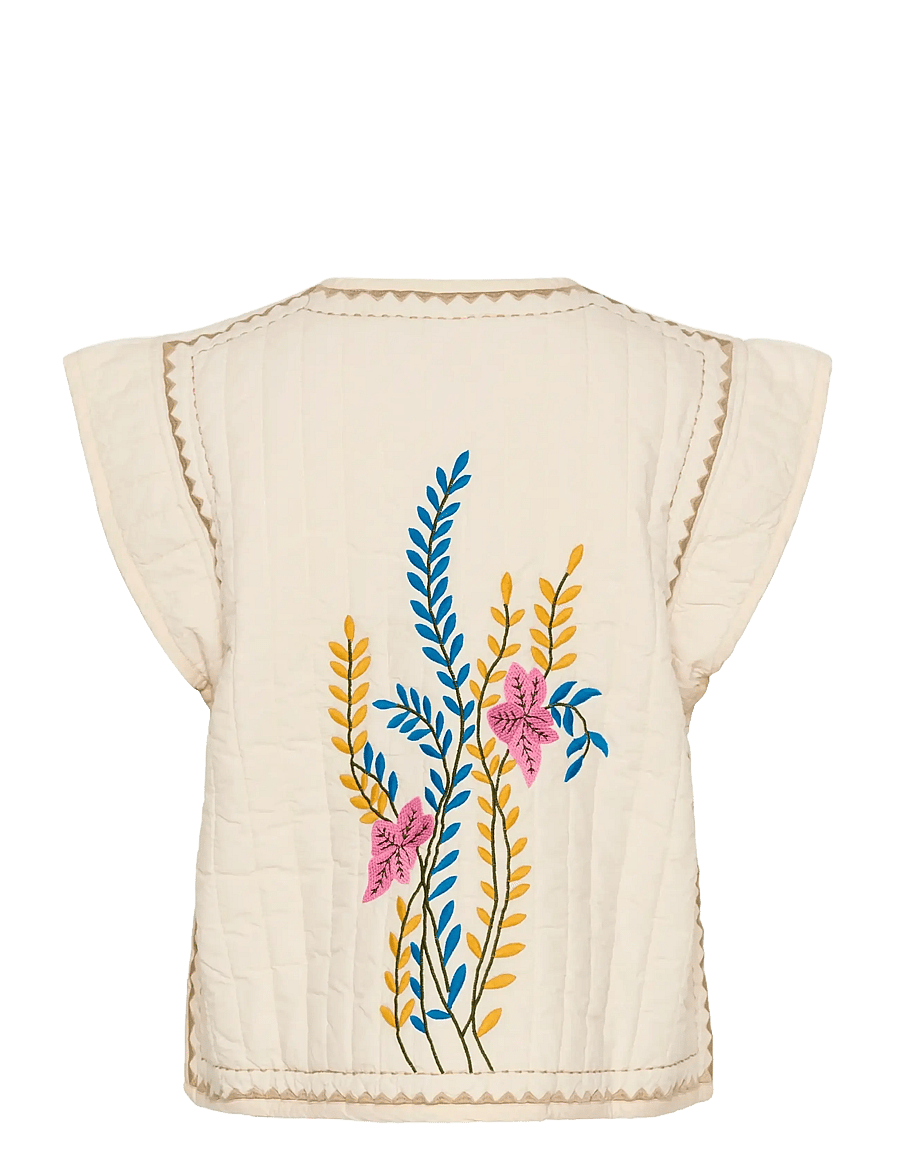 Culture - CUberglind Embroidery Waistcoat - vatterede veste - whitecap - 2