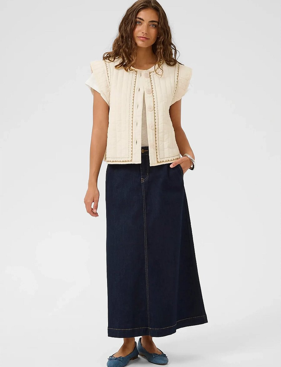 Culture - CUberglind Embroidery Waistcoat - vatterede veste - whitecap - 3