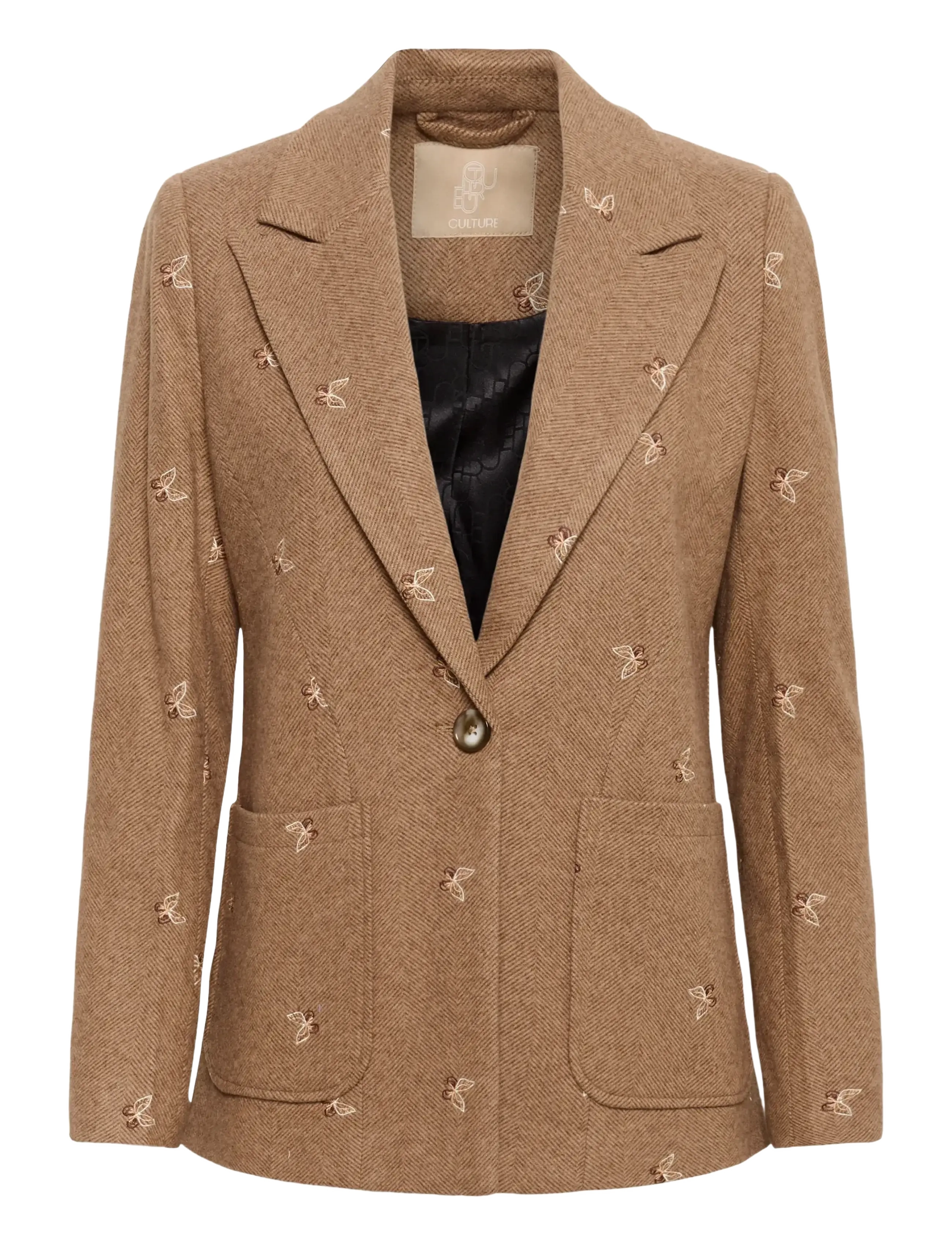 Culture CUhering Blazer - Biroja apģērbi - BEIGE/BROWN HERRINGBONE / brown