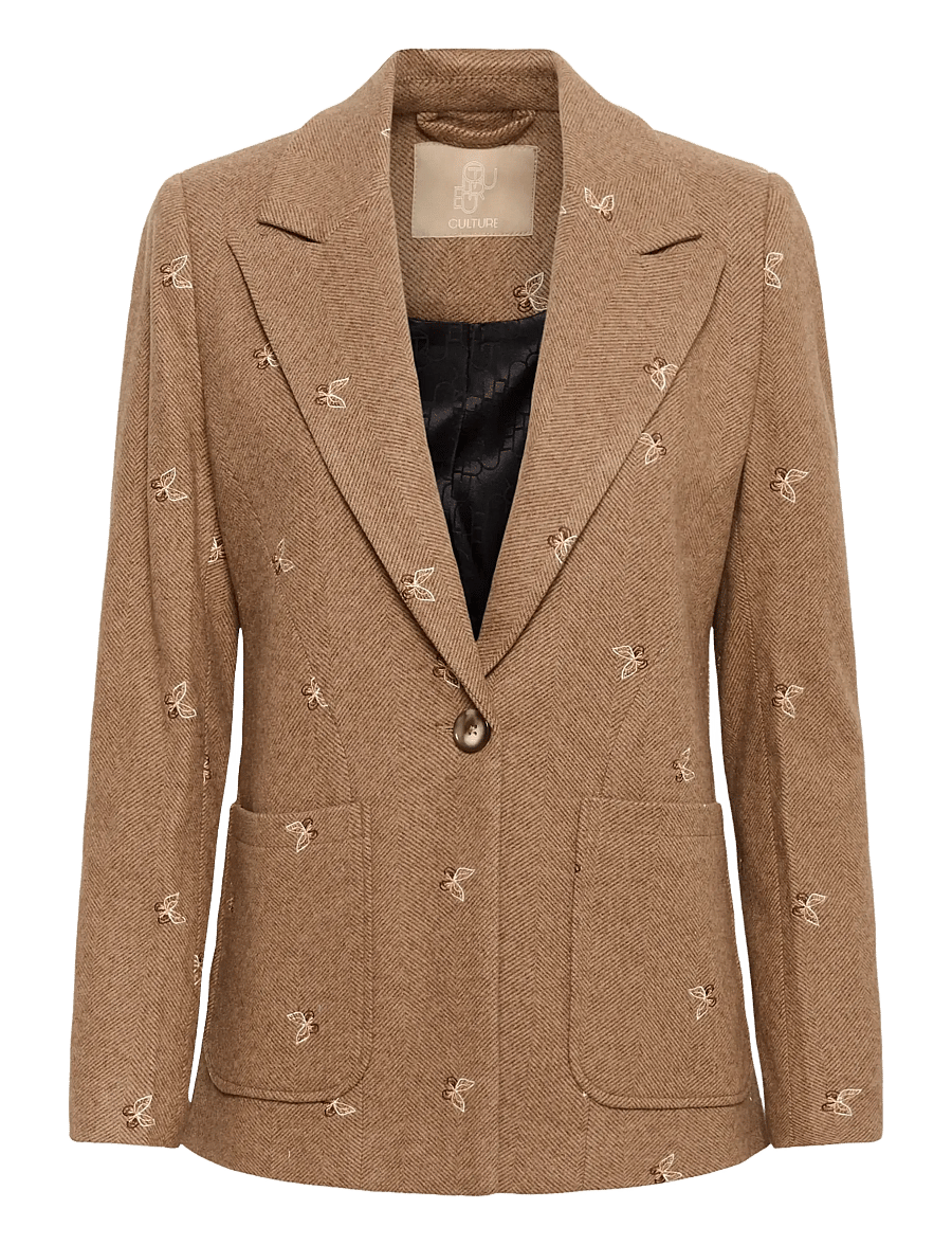 Culture - CUhering Blazer - einreihige blazer - beige/brown herringbone - 1