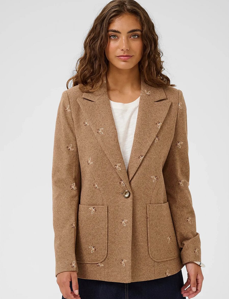 Culture - CUhering Blazer - einreihige blazer - beige/brown herringbone - 0