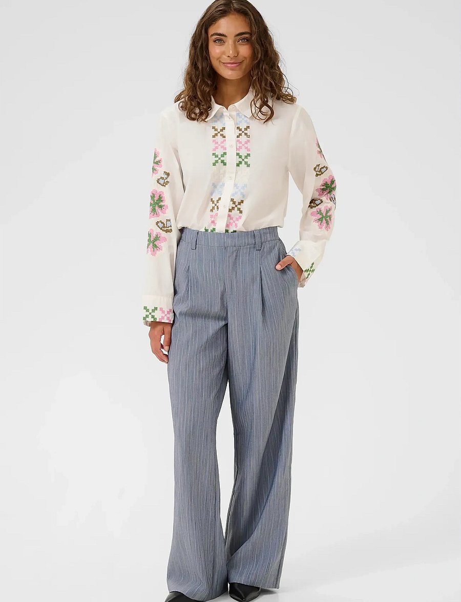 Culture - CUrainbow Pants - bukser med brede ben - blue multi - 3