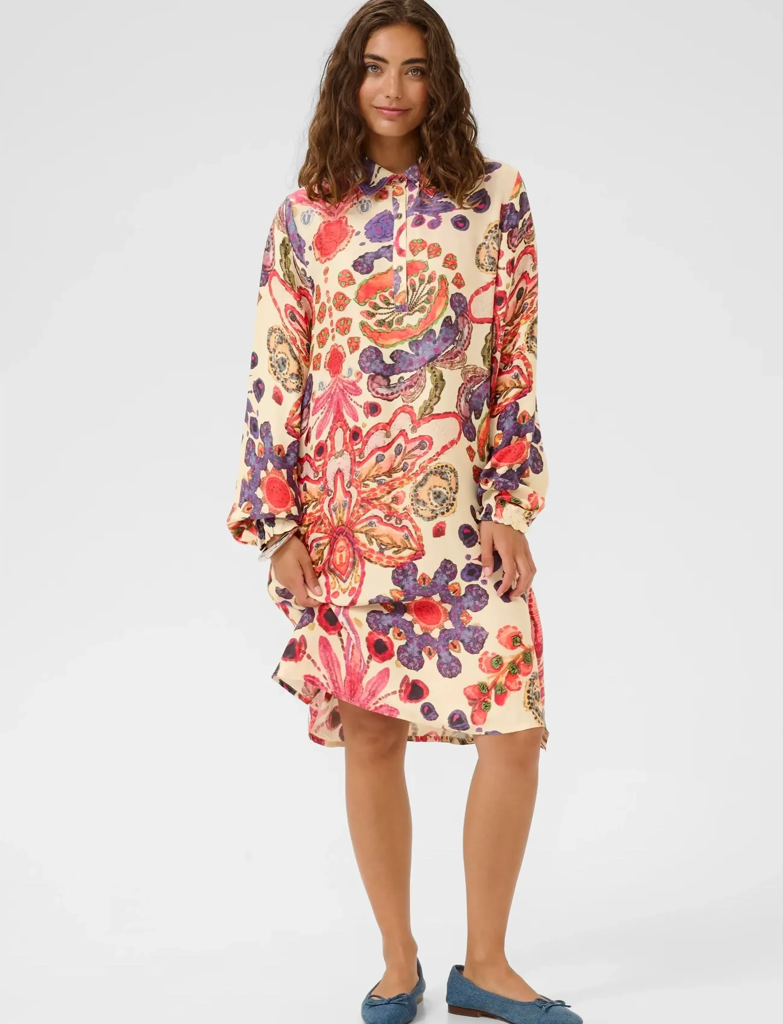 Culture - CUmandy Short Dress - skjortekjoler - blue/pink - 3