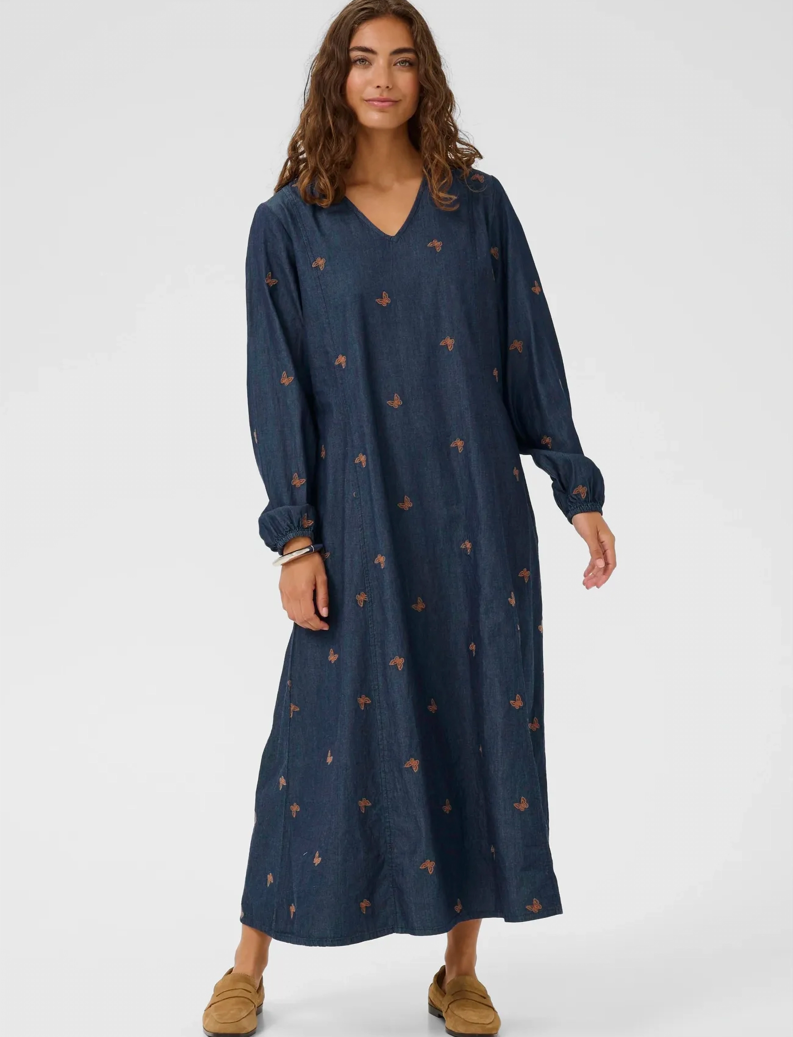 Culture CUfilipa Michelle Long Dress - Maxiklänningar - RINSE WASH / navy