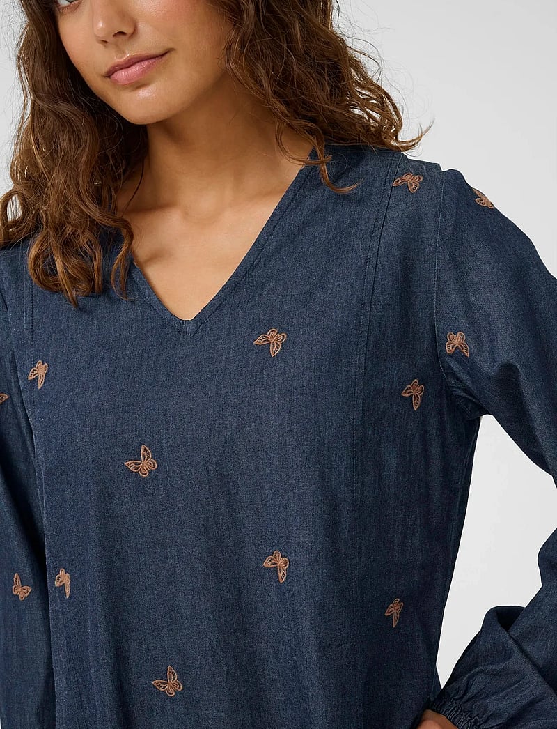 Culture - CUfilipa Michelle Long Dress - jeansklänningar - rinse wash - 4