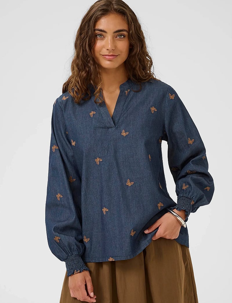 Culture - CUfilipa Michelle Blouse - langærmede bluser - rinse wash - 0