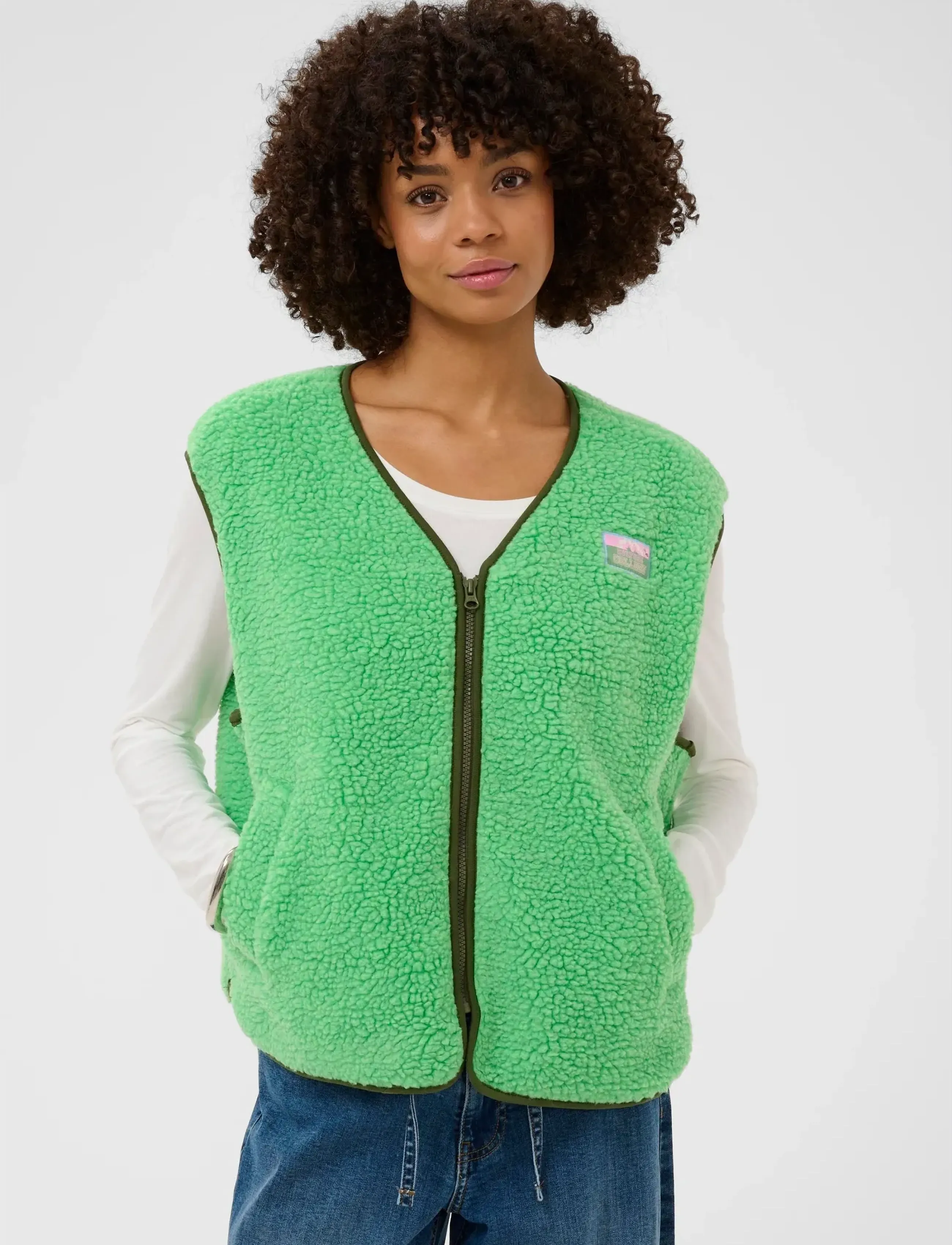 Culture Cucatina Teddy Waistcoat, Kvinder, Teddy Vest, Grøn, Str: XS