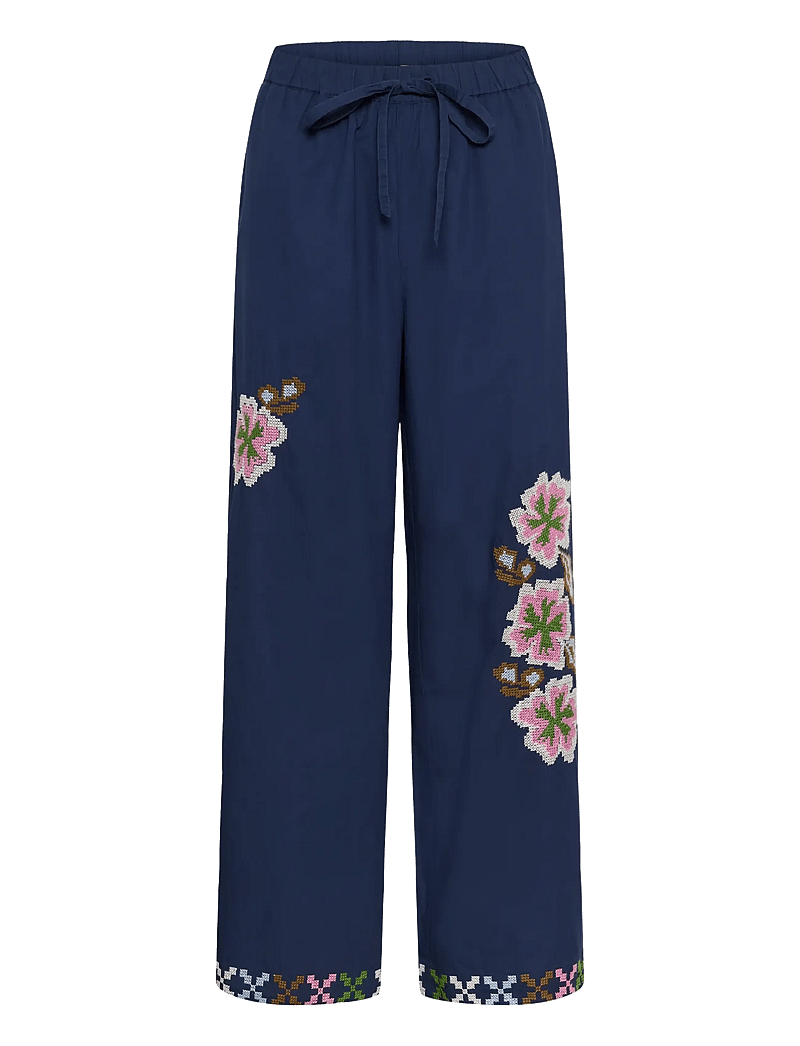 Culture - CUbreezy Pants - hosen mit weitem bein - dress blues - 1