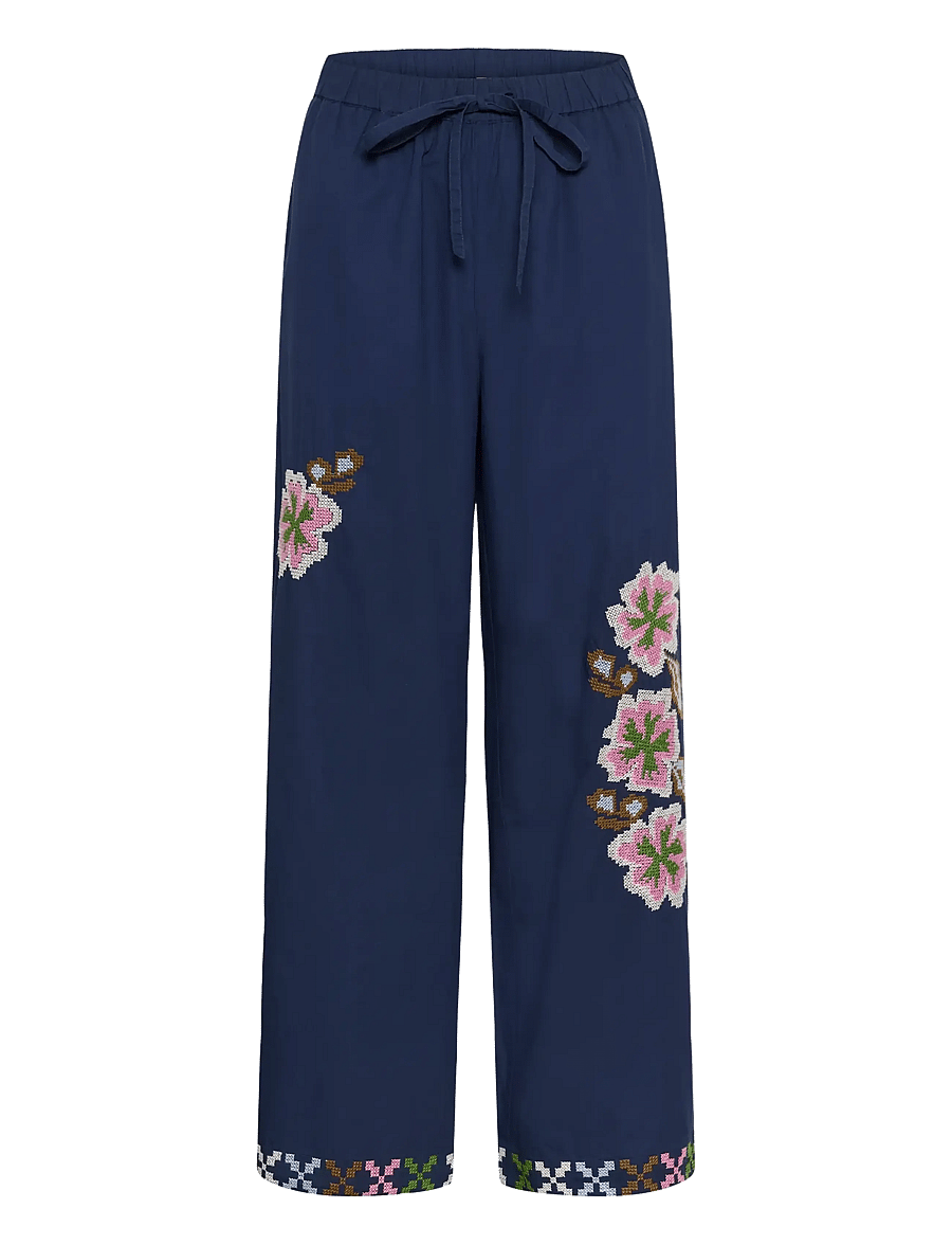 Culture - CUbreezy Pants - hosen mit weitem bein - dress blues - 1